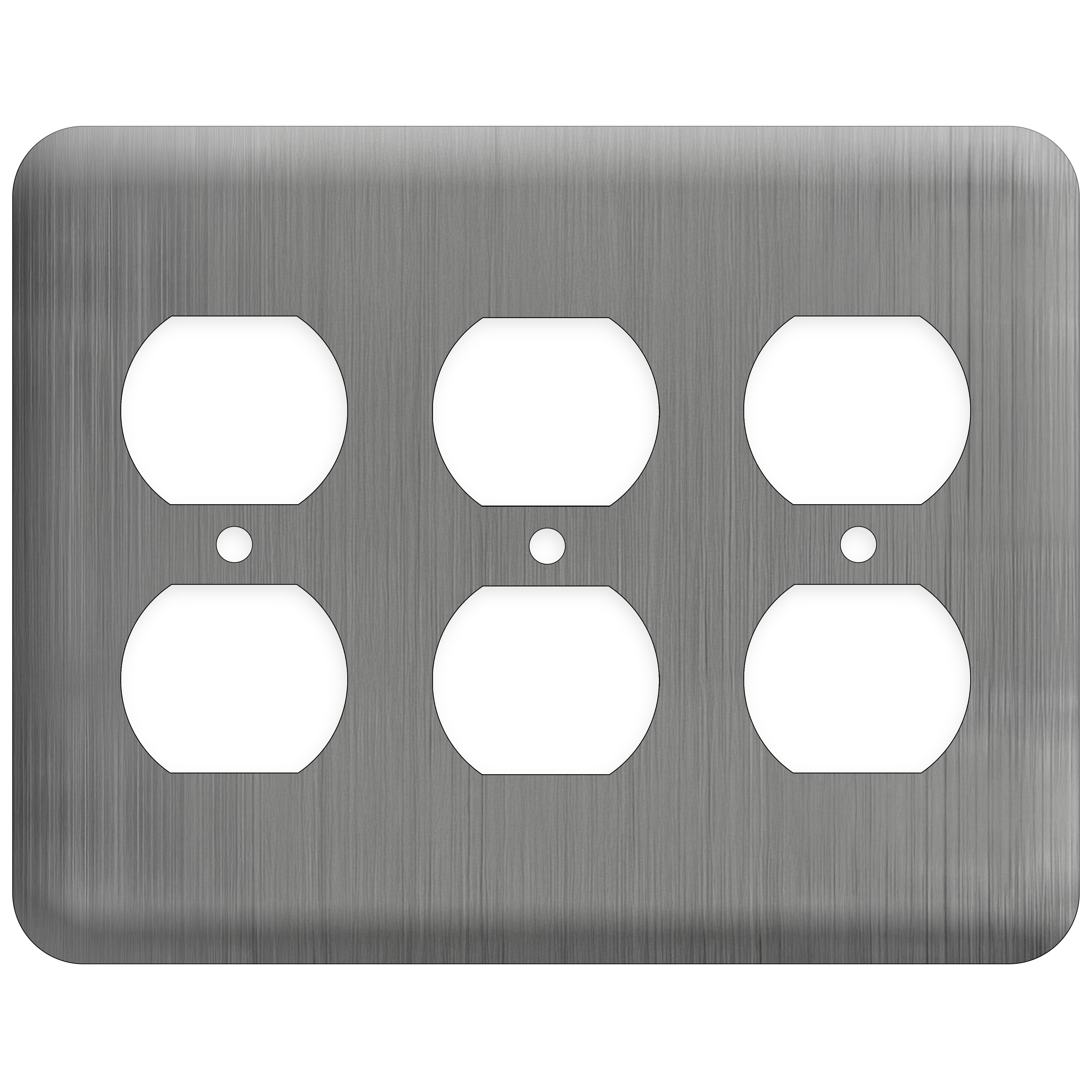 3 Gang duplex, Princess size, metallic finish wallplate