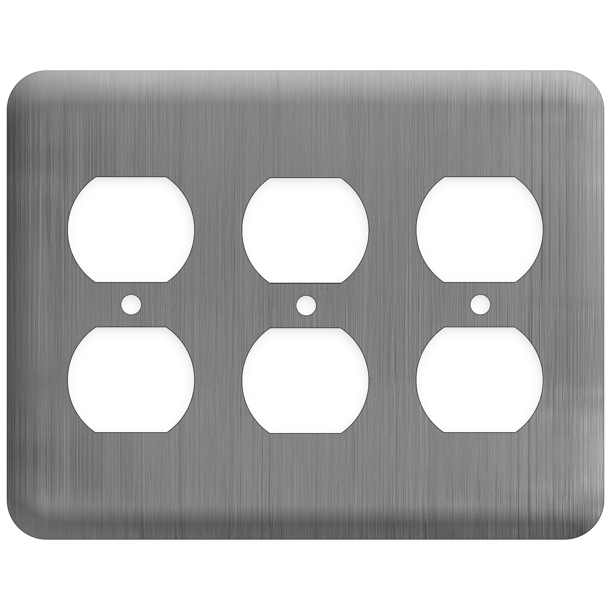 3-Gang Princess Stainless Steel Wall Plate – 3 Duplex Receptacles – Type 430 Satin