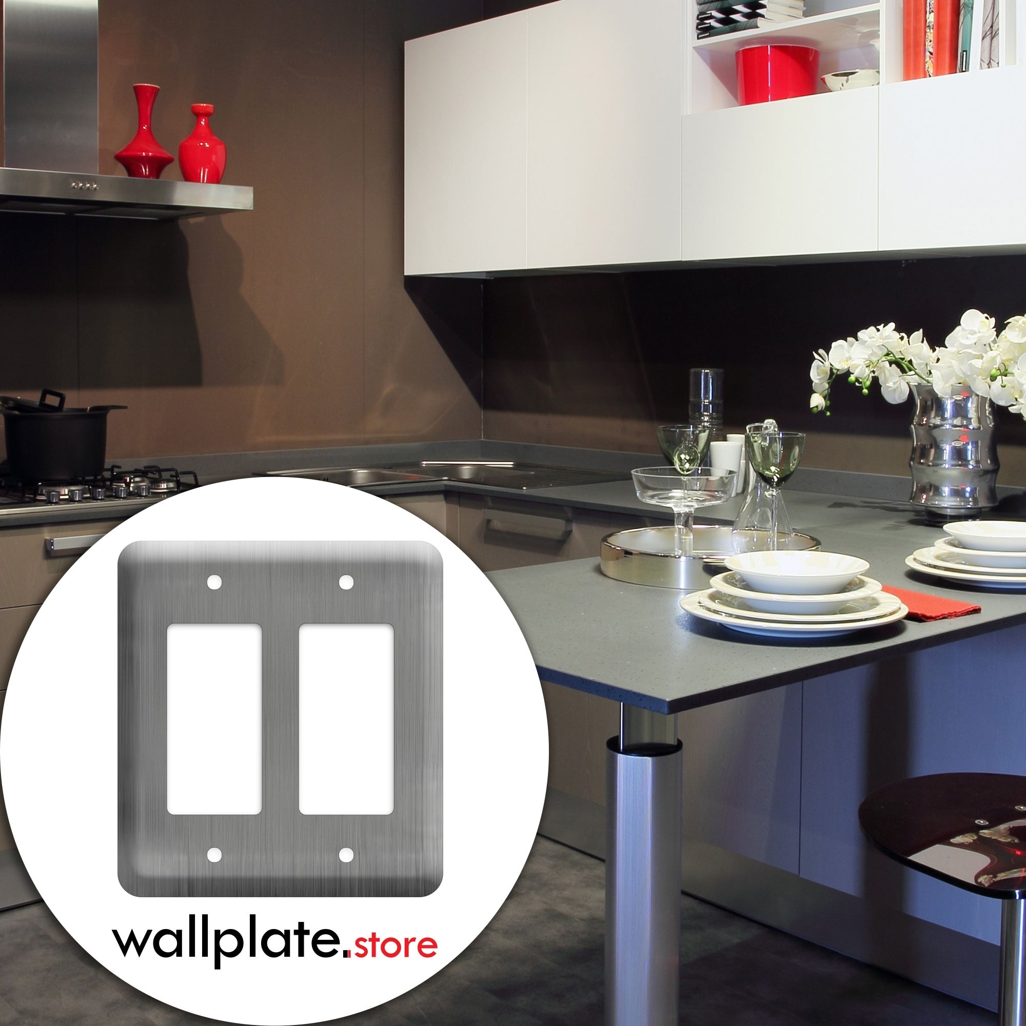 2-Gang Stainless Steel, Princess Size Decora® Rocker/GFCI Switch Wall Plate – Made in USA