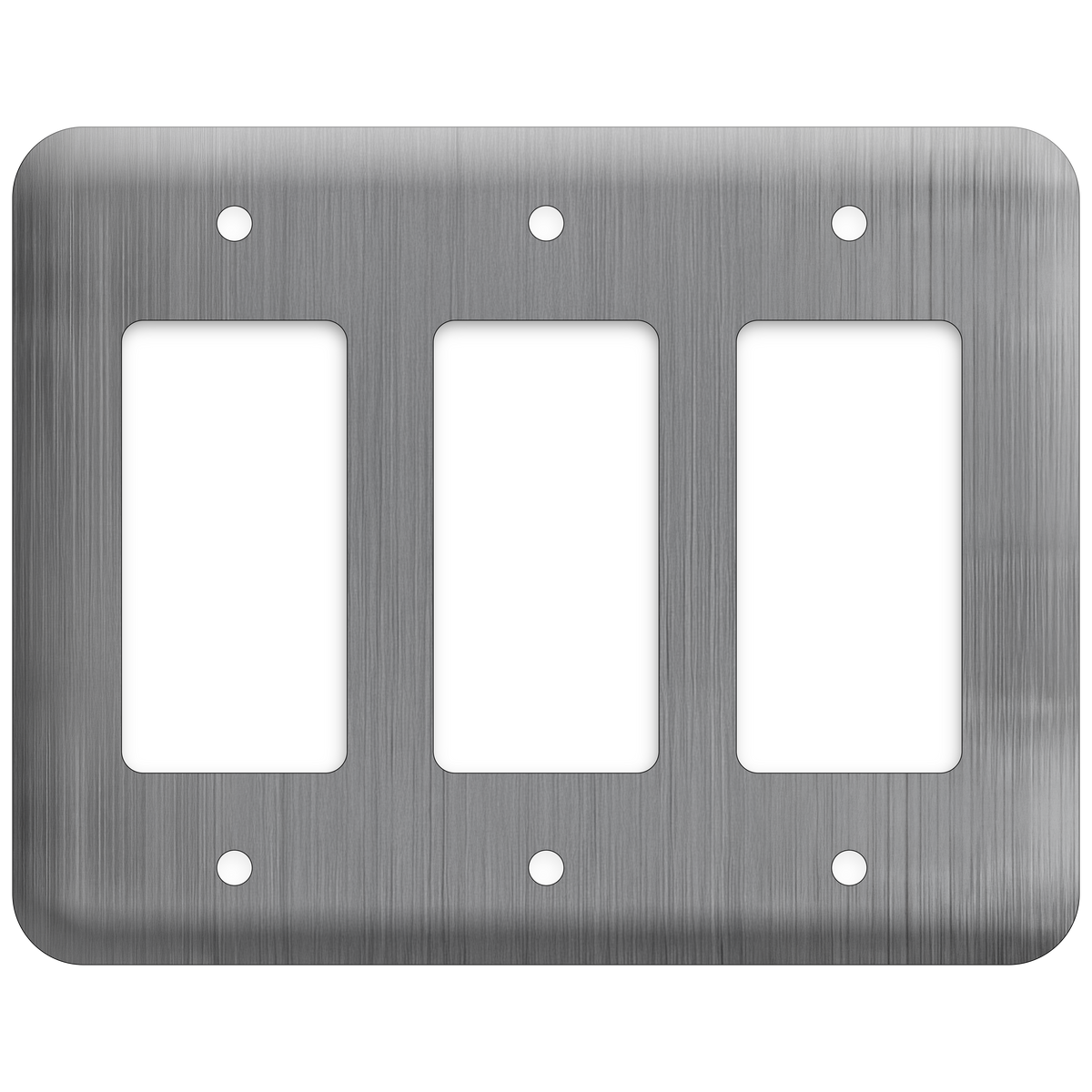 3-Gang Princess Stainless Steel Wall Plate – 3 Decora/GFCI Openings – Type 430 Satin