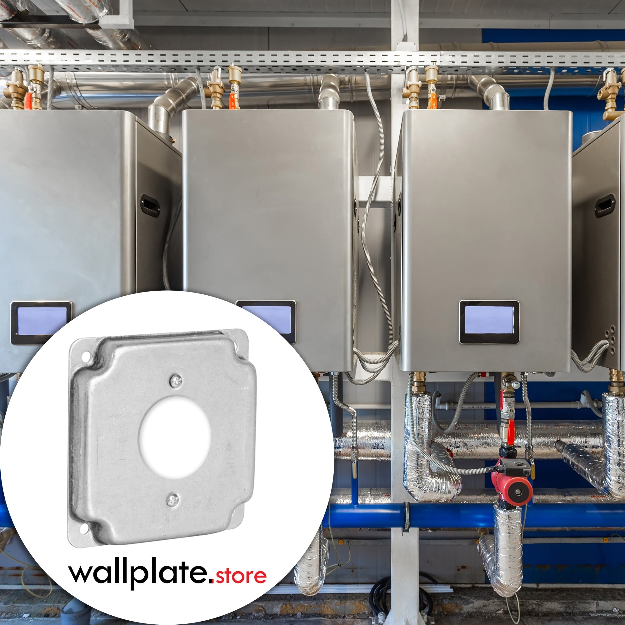 4 Inch Square Electric Box Cover, Raised 1/2 Inch, Single Receptacle 1.405 Diameter Opening