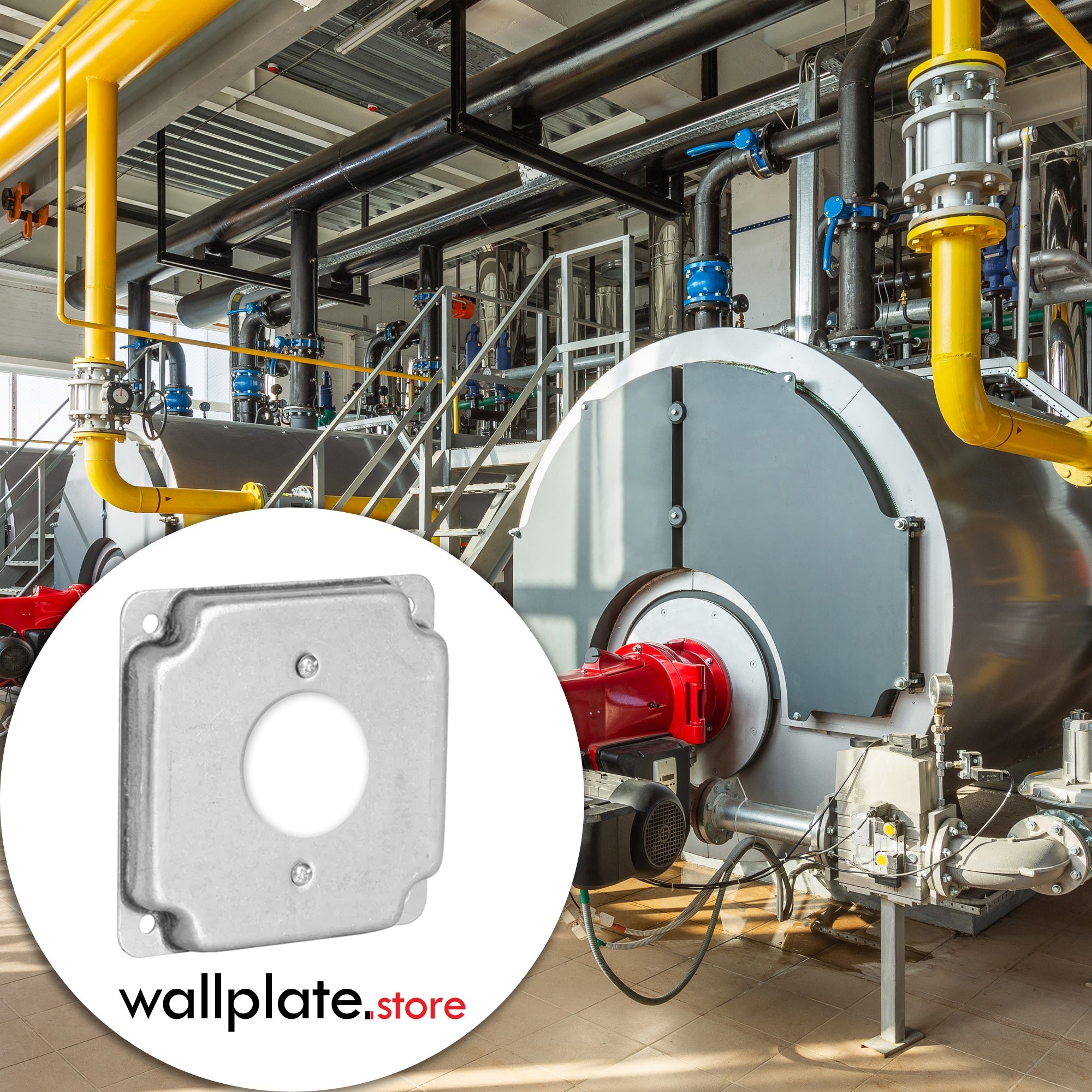 4 Inch Square Electric Box Cover, Raised 1/2 Inch, Single Receptacle 1.405 Diameter Opening