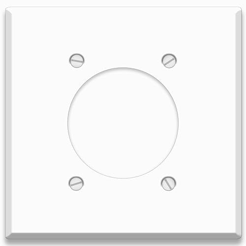 2-Gang with One Round Receptacle Opening (2.125 in. Centered), Standard Size, White Painted Metal Wallplate