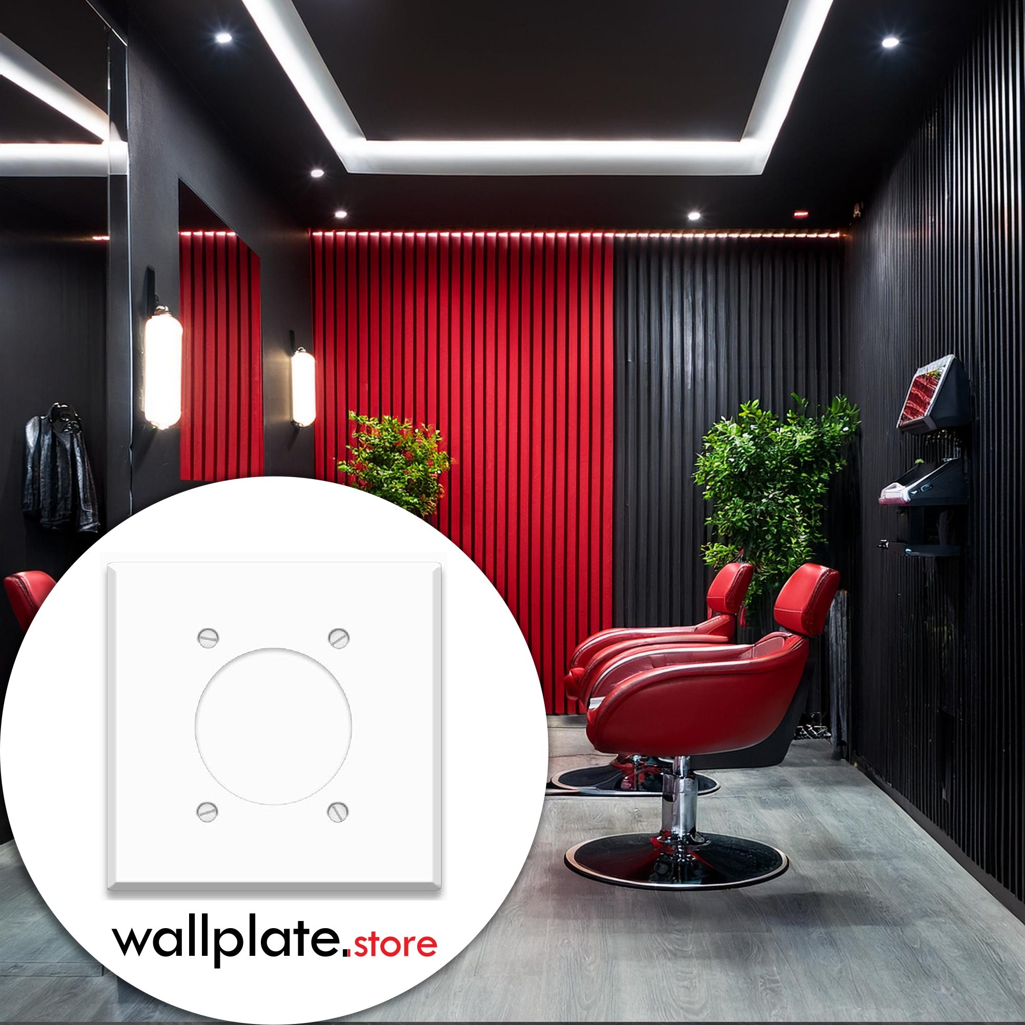 2-Gang with One Round Receptacle Opening (2.125 in. Centered), Standard Size, White Painted Metal Wallplate