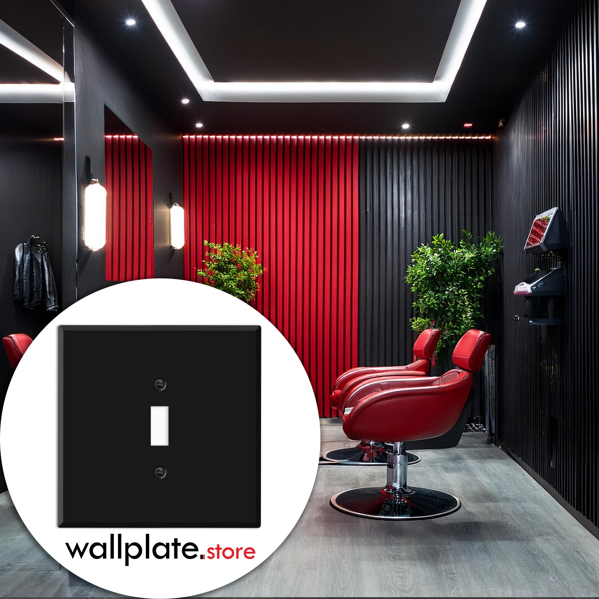 2 Gang with 1 Toggle Centered, Oversize, Black Painted Metal wallplate