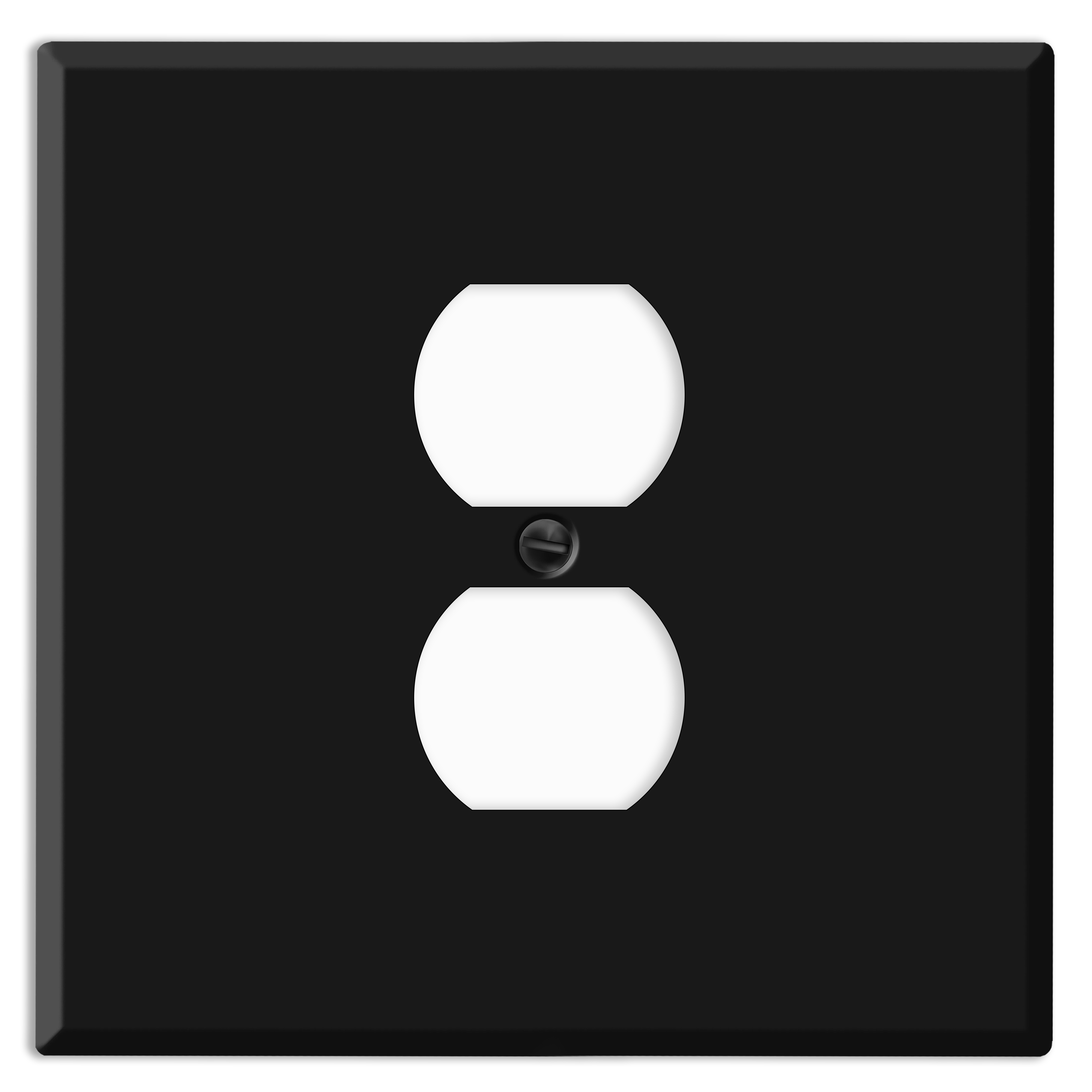 2 Gang with 1 Duplex Centered, Oversize, Black Painted Metal wallplate