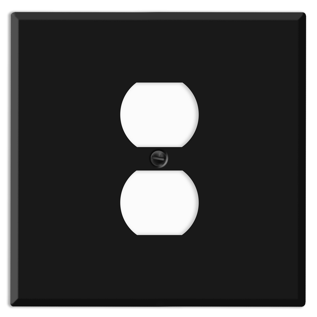 2-Gang Oversize Metal Wall Plate – 1 Centered Duplex Receptacle – Black Matte