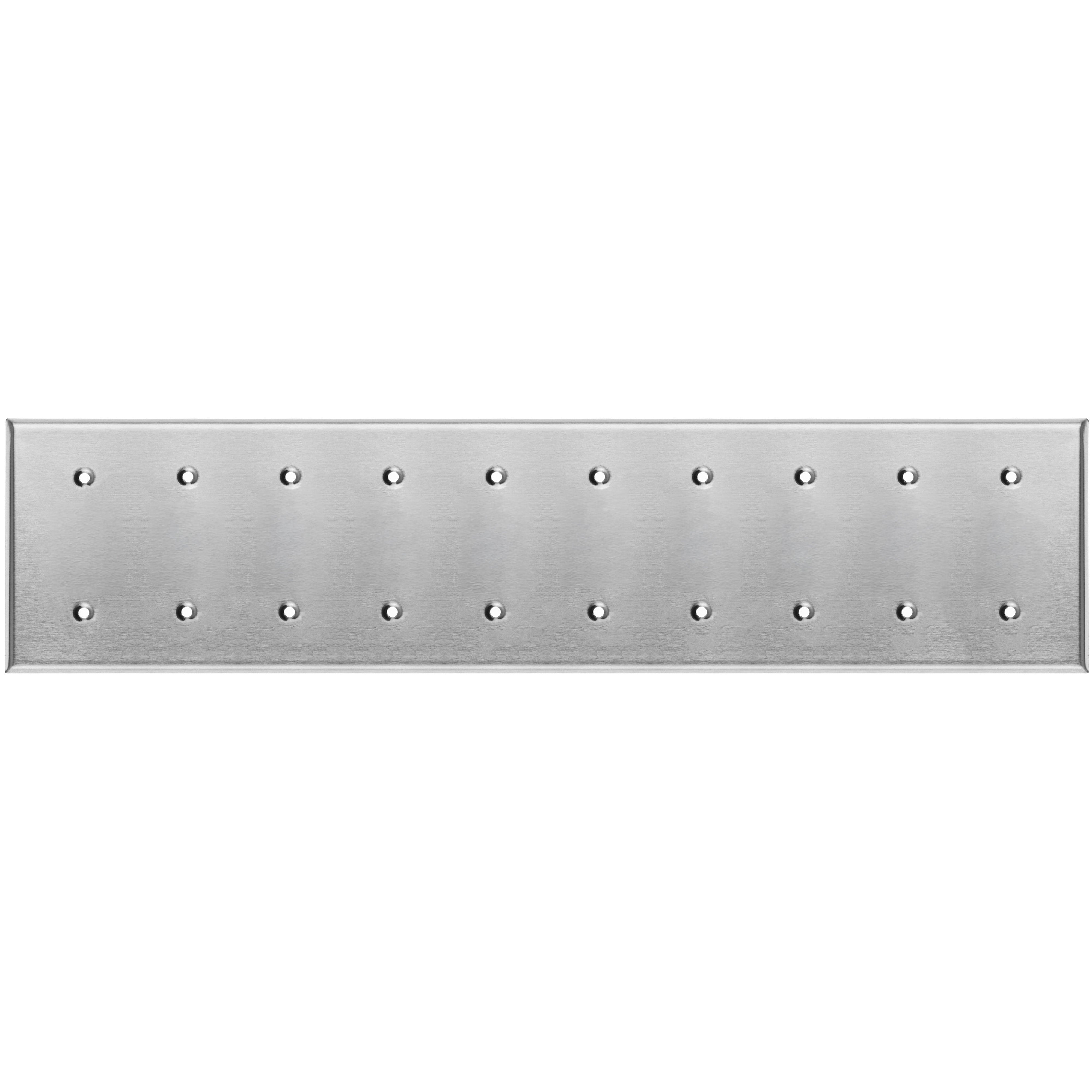 10 Gang Blank, Standard Size, Stainless Steel Metallic Finish Wallplate