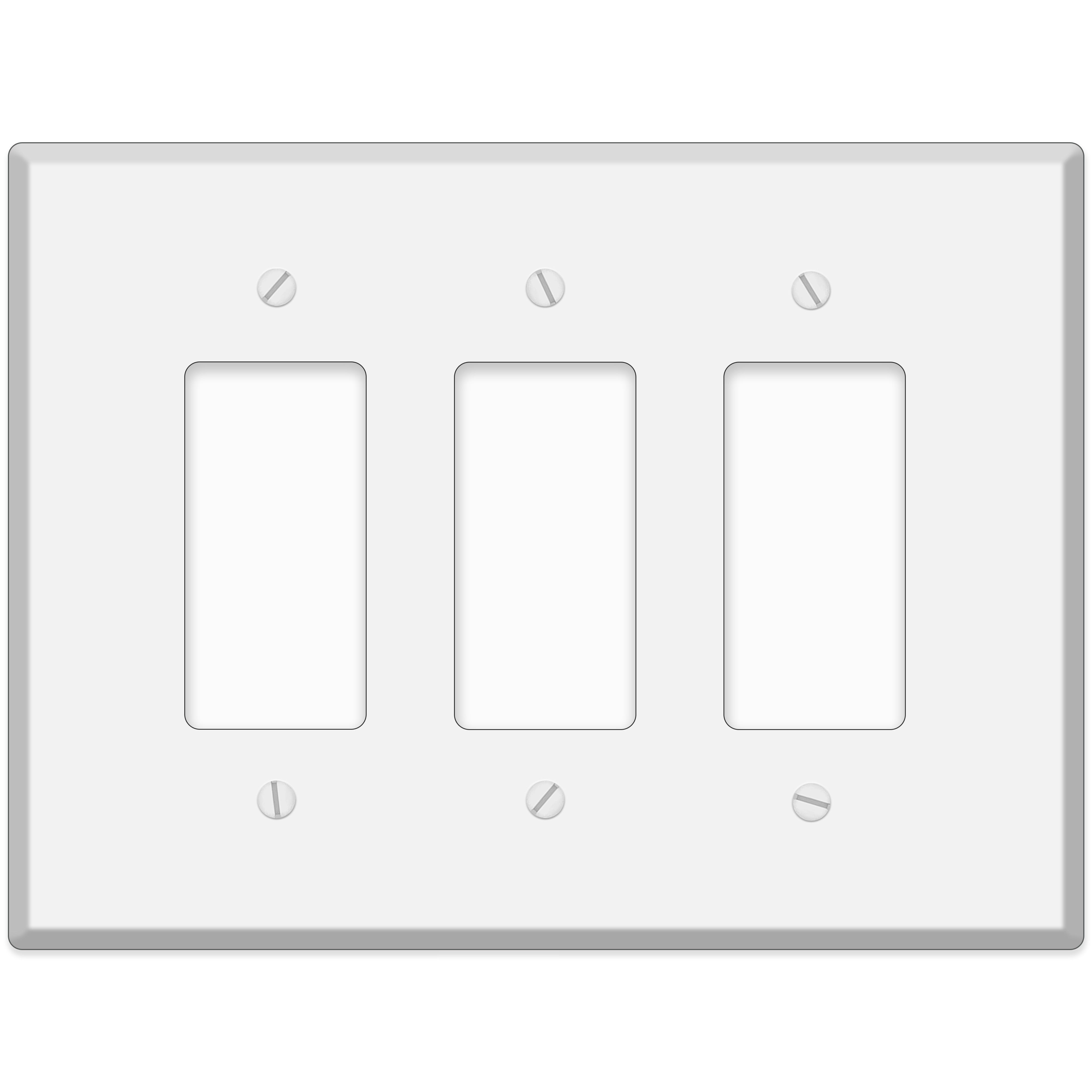 3-Gang Jumbo Oversize Wall Plate Cover – Compatible with Decora® Devices – White Painted Metal – Made in USA