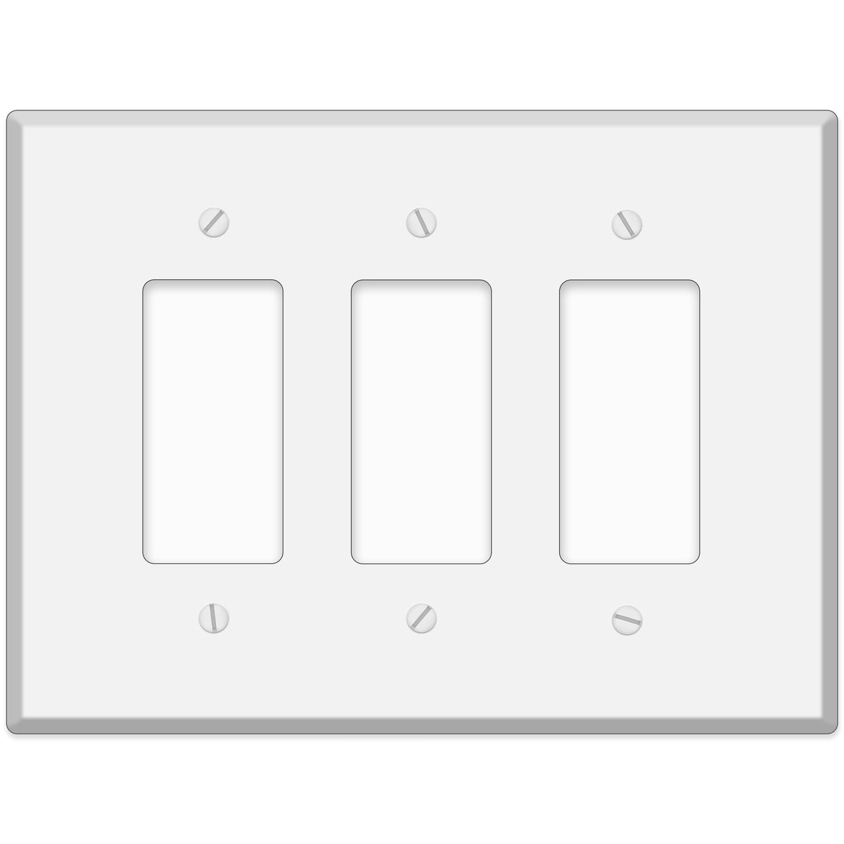 3-Gang Oversize Metal Wall Plate – 3 Decora/GFCI Openings – White Semi-Gloss