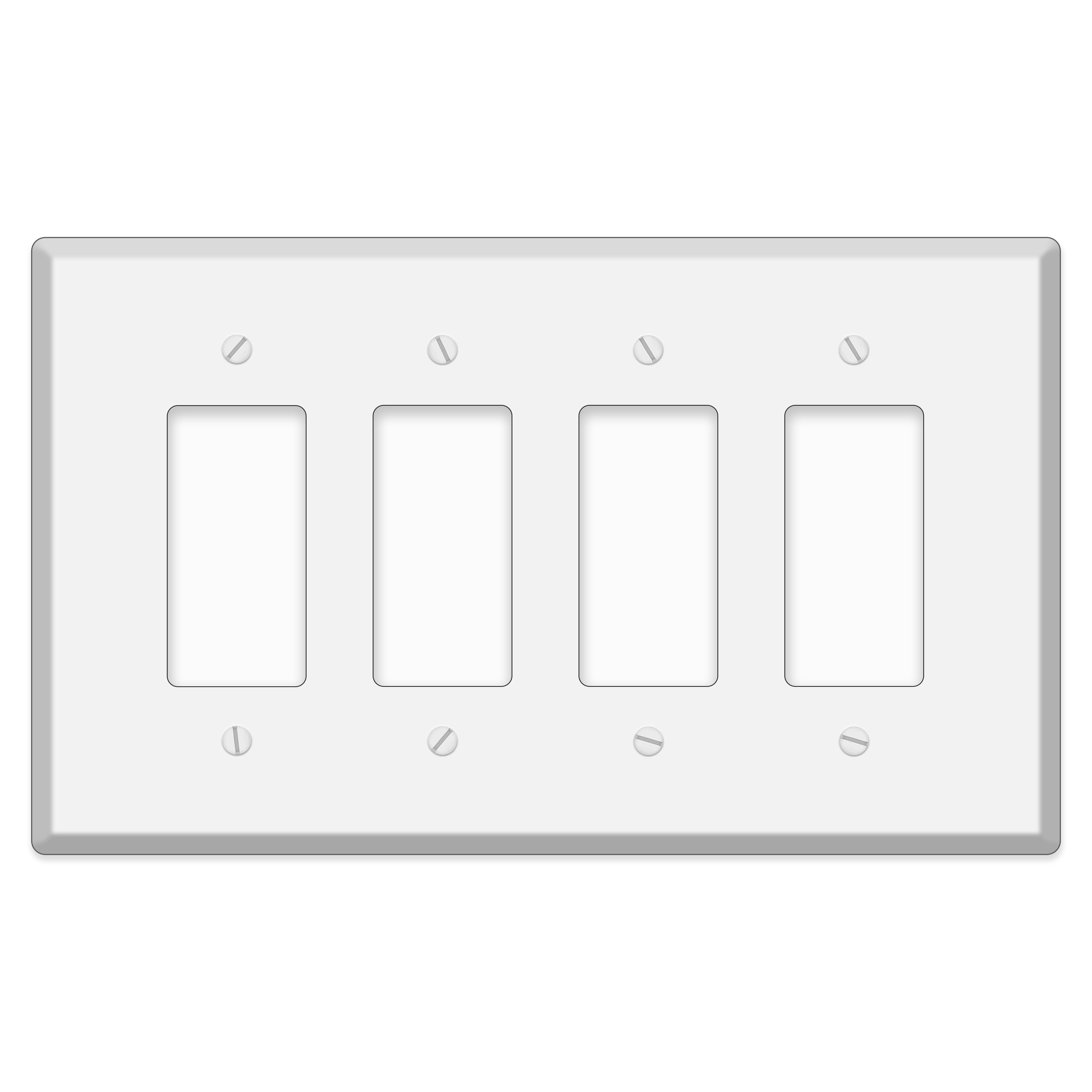 4-Gang Jumbo Oversize Wall Plate Cover – Compatible with Decora® Devices – White Painted Metal – Made in USA
