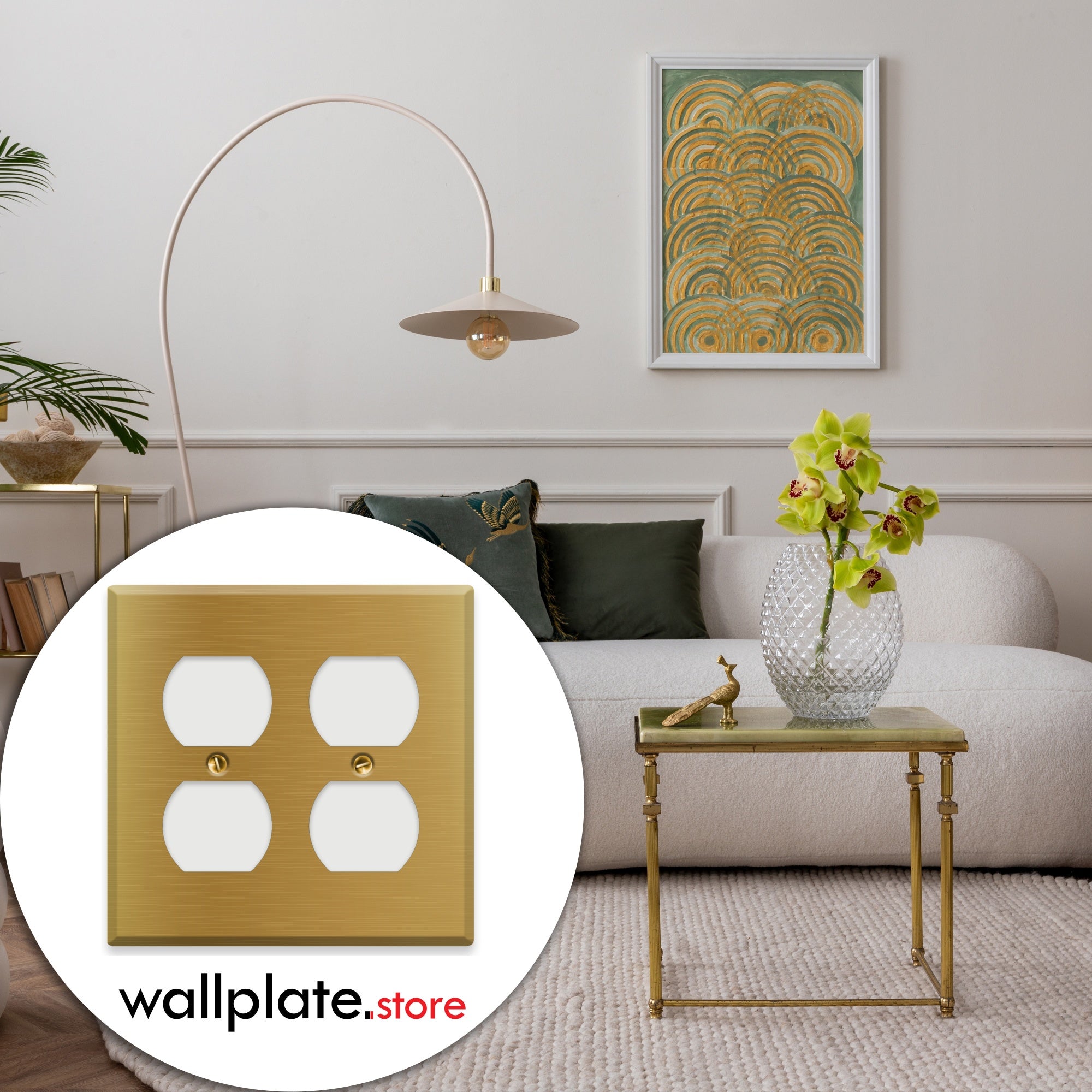 2-Gang Satin Brass Duplex Receptacle Cover