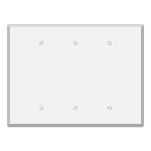 3 Gang Oversized, Blank, White Painted Metal Wallplate - Made in USA