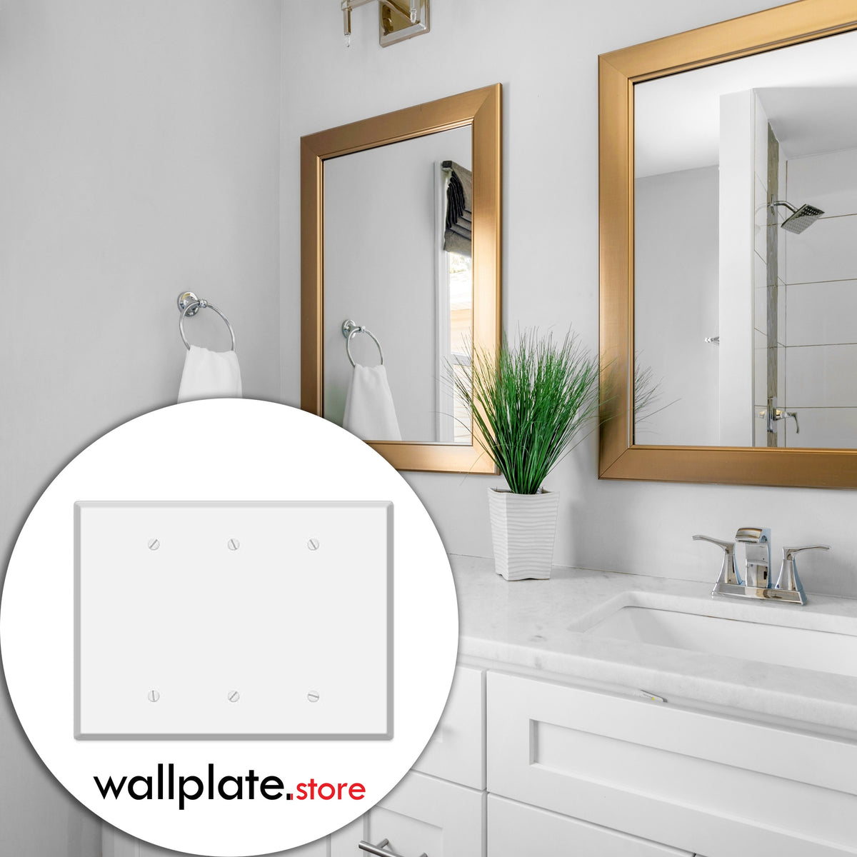 3-Gang Oversize Blank Metal Wall Plate – White Semi-Gloss