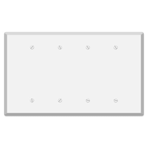 4 Gang Oversized, Blank, White Painted Metal Wallplate
