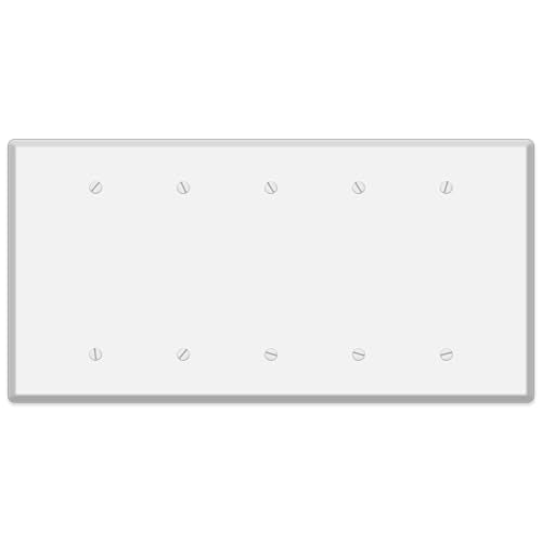 5 Gang Oversized, Blank, White Painted Metal Wallplate - Made in USA