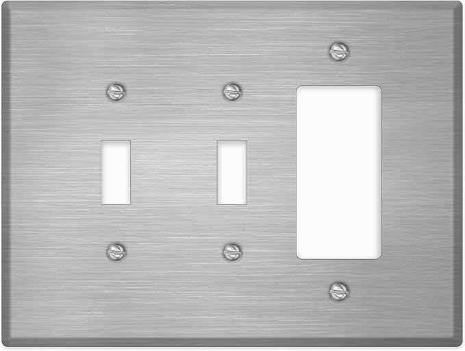 3 Gang Oversized, with 2 Toggle and 1 Rocker, Stainless Steel Wallplate