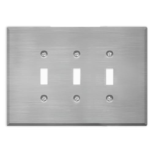 3-Gang Oversize Stainless Steel Wall Plate – 3 Toggle Switch Openings – Type 430 Satin