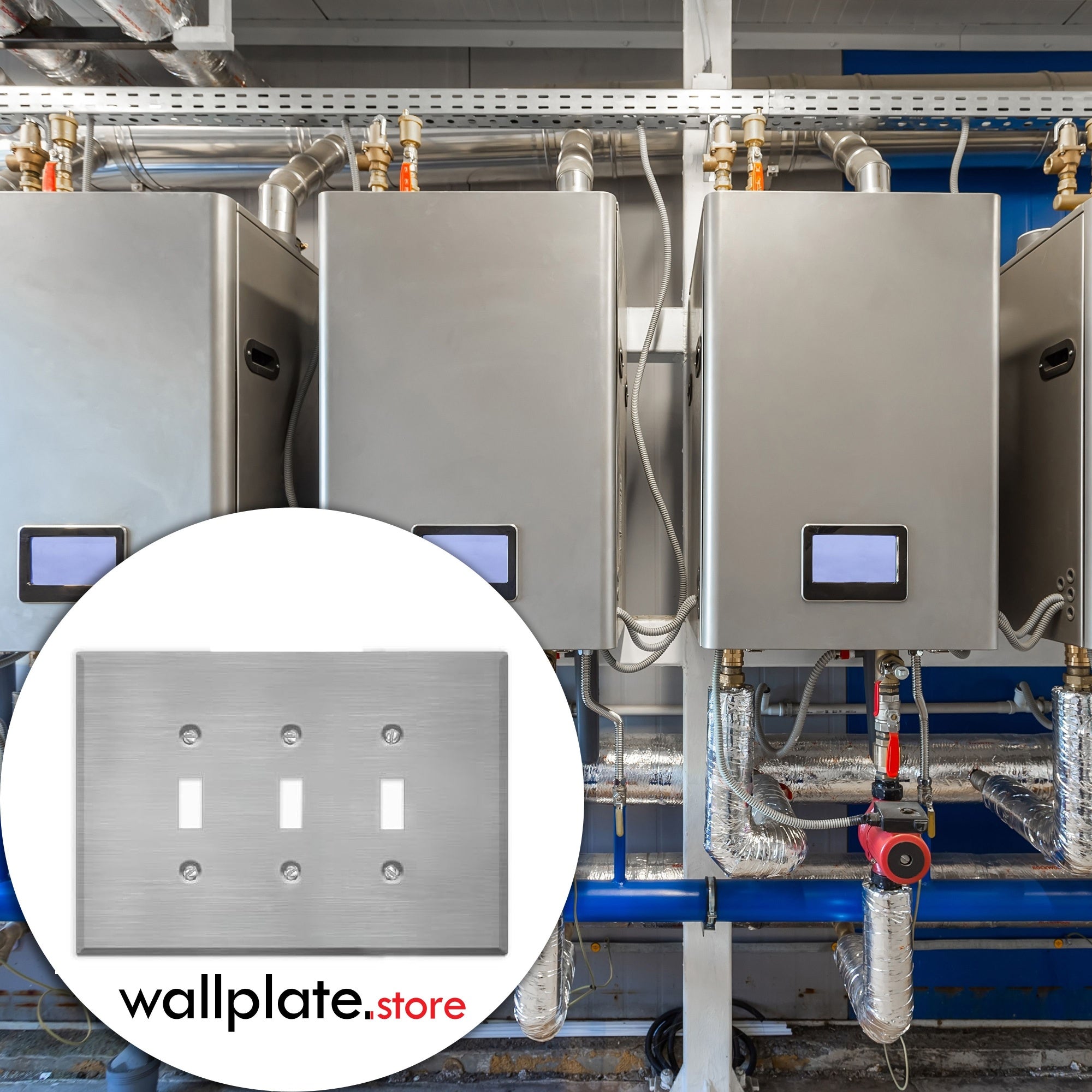 3 Gang Oversized, Toggle Switch Stainless Steel Wallplate