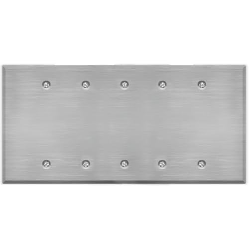 5-Gang Oversize Blank Stainless Steel Wall Plate – Type 430 Satin