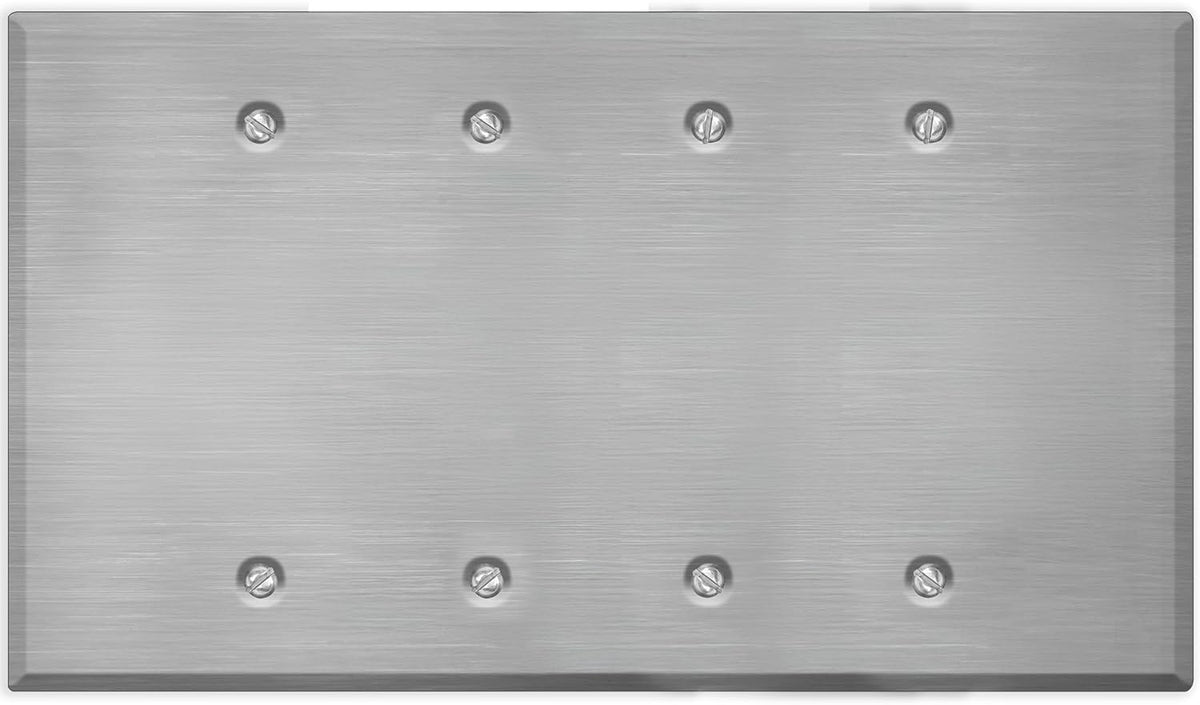 4-Gang Oversize Blank Stainless Steel Wall Plate – Type 430 Satin