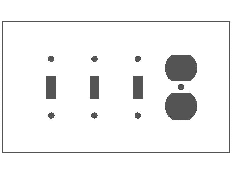 4 Gang Oversized, with 2 toggle and 1 duplex, White Painted Metal Wallplate