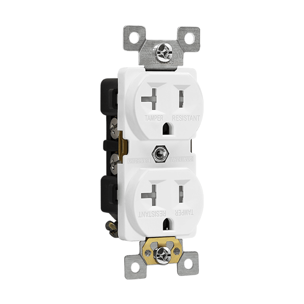 Enerlites 62040-TR-W, Commercial Grade 20A Tamper-Resistant White Duplex Receptacle Electric Outlet, 5-20R