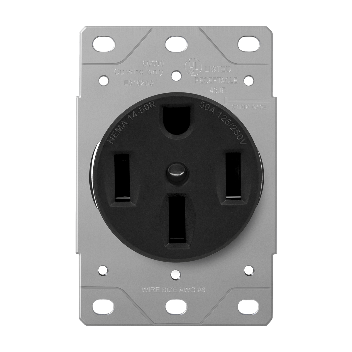 Enerlites 66500-BK, Industrial Grade Flush Mount Receptacle, 50A, 14-50R Black
