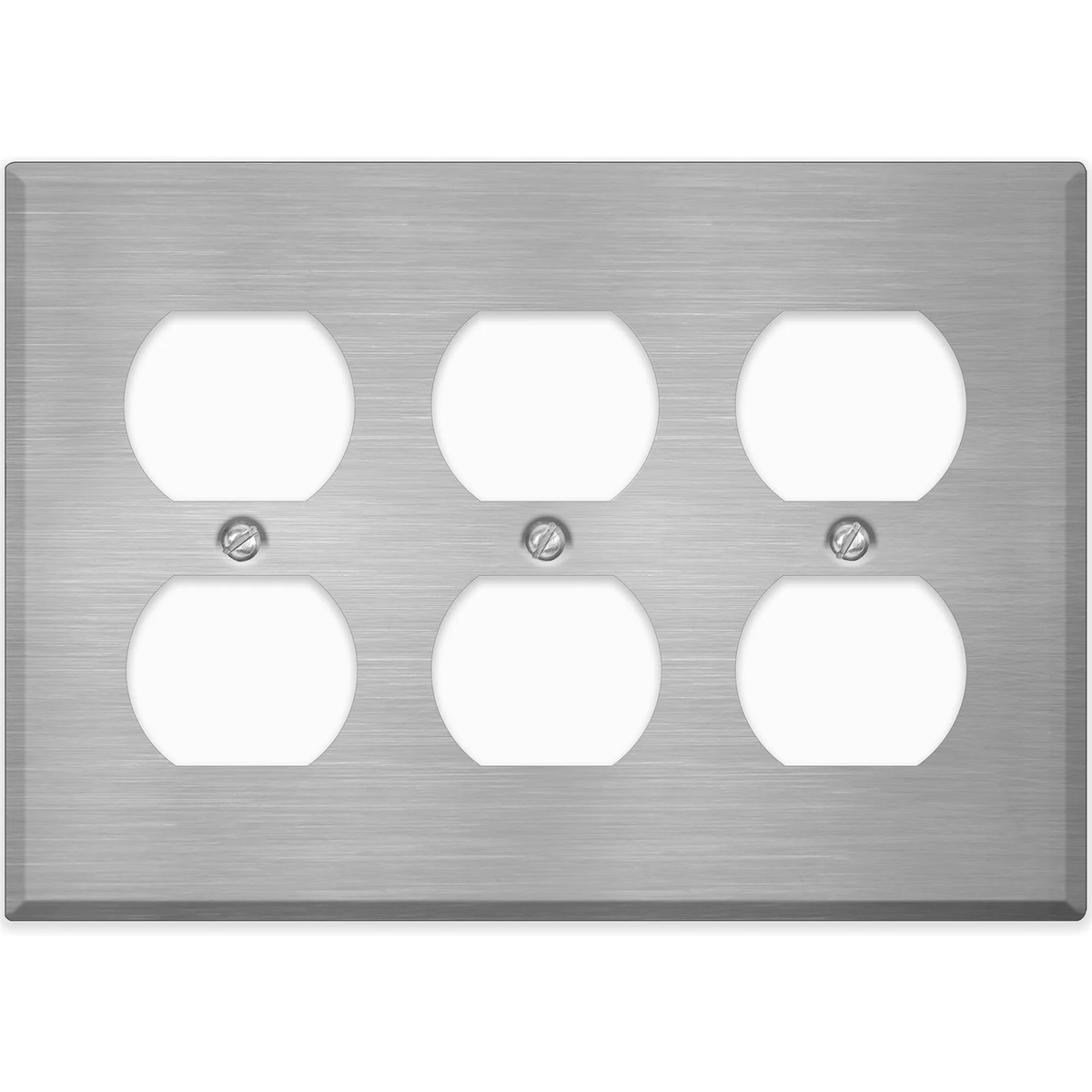 3-Gang Standard Stainless Steel Wall Plate – 3 Duplex Receptacles – Type 430 Satin