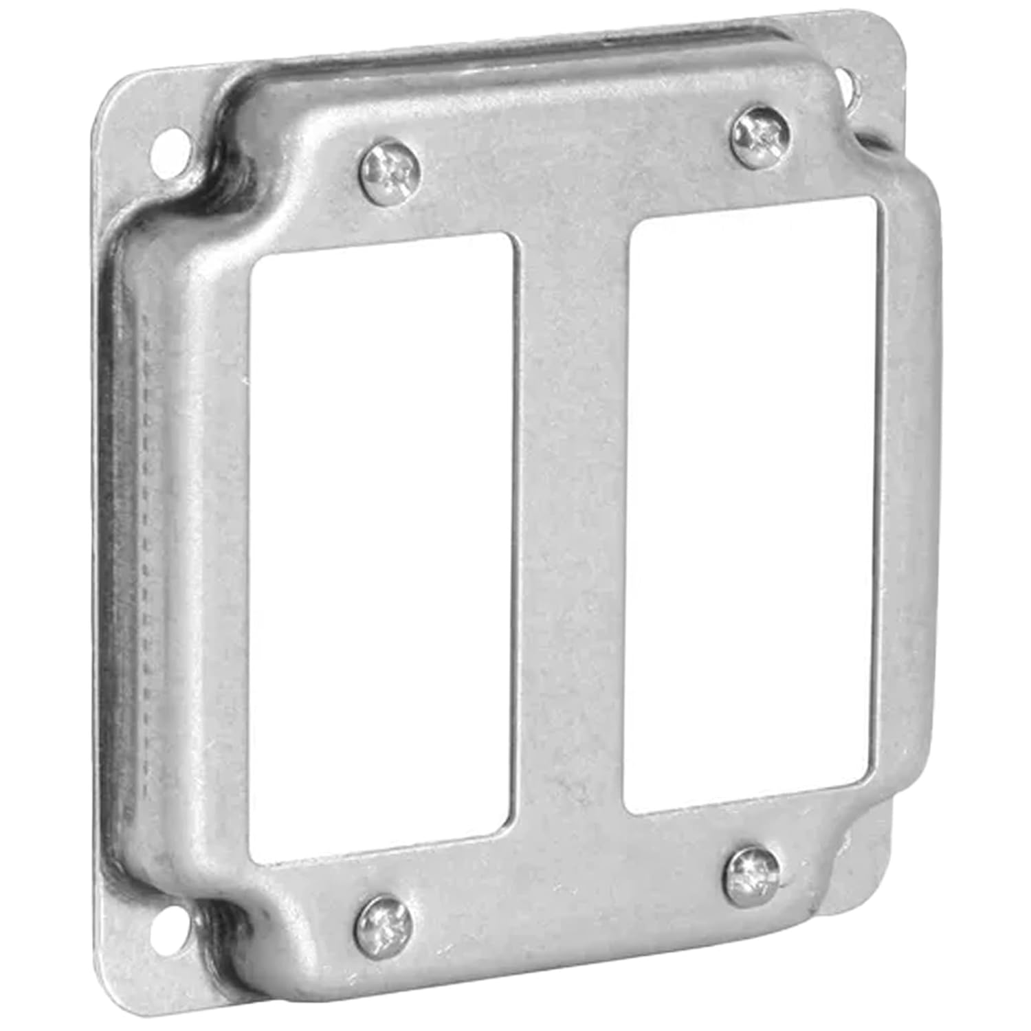 4 Inch Square Galvanized Steel Double Rocker/GFCI Switch Electrical Box Cover | Decora® Compatible | Made in USA