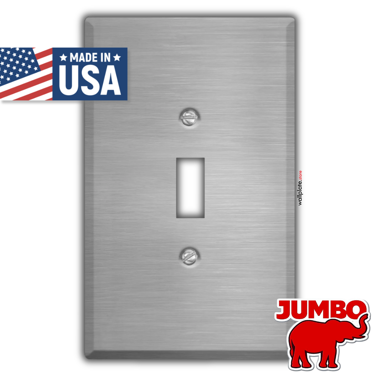 1 Gang Oversized Stainless Steel Toggle Switch Wall Plate - Made in USA