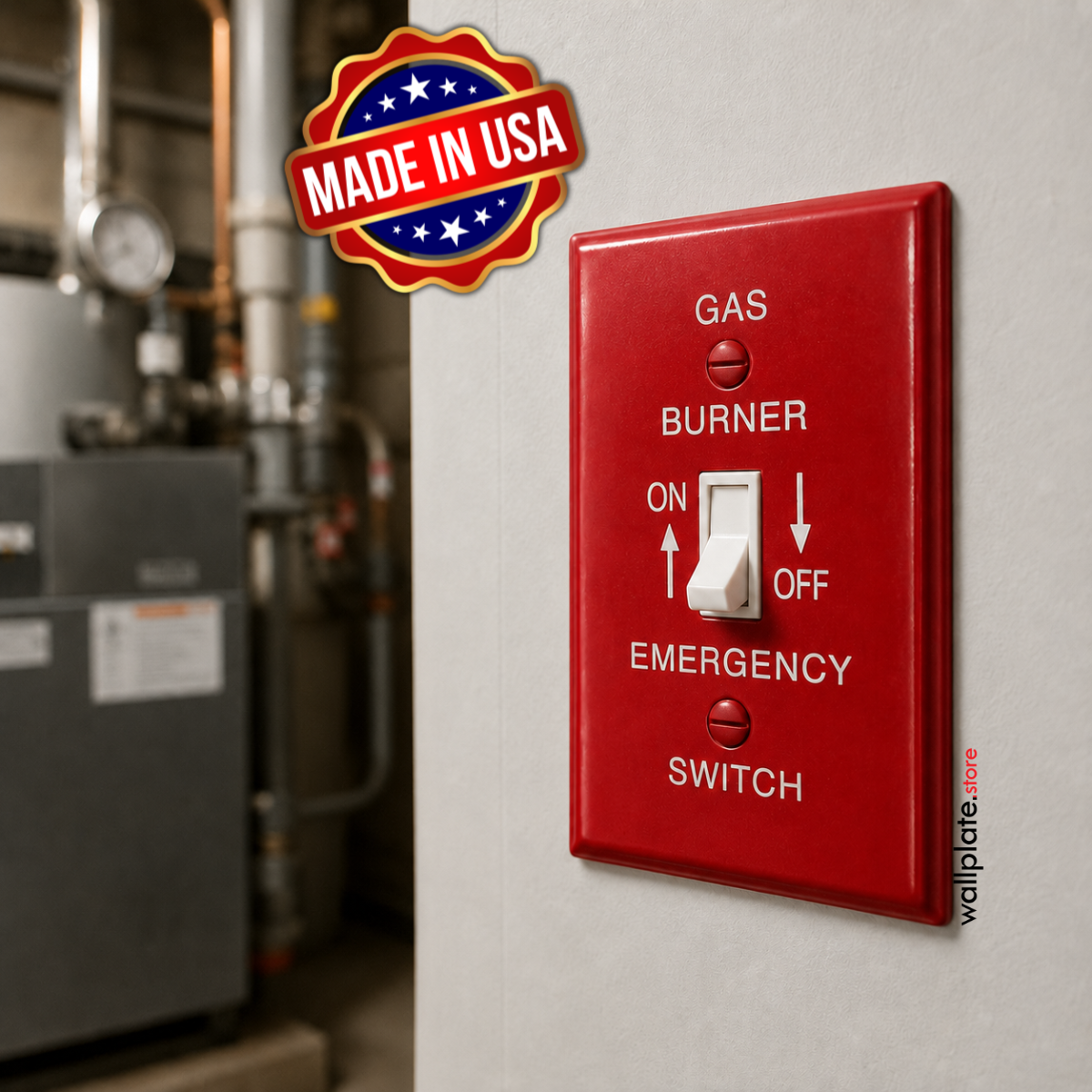 1 Gang Red Gas Burner Plate Toggle Switch Emergency Wall Plate Cover