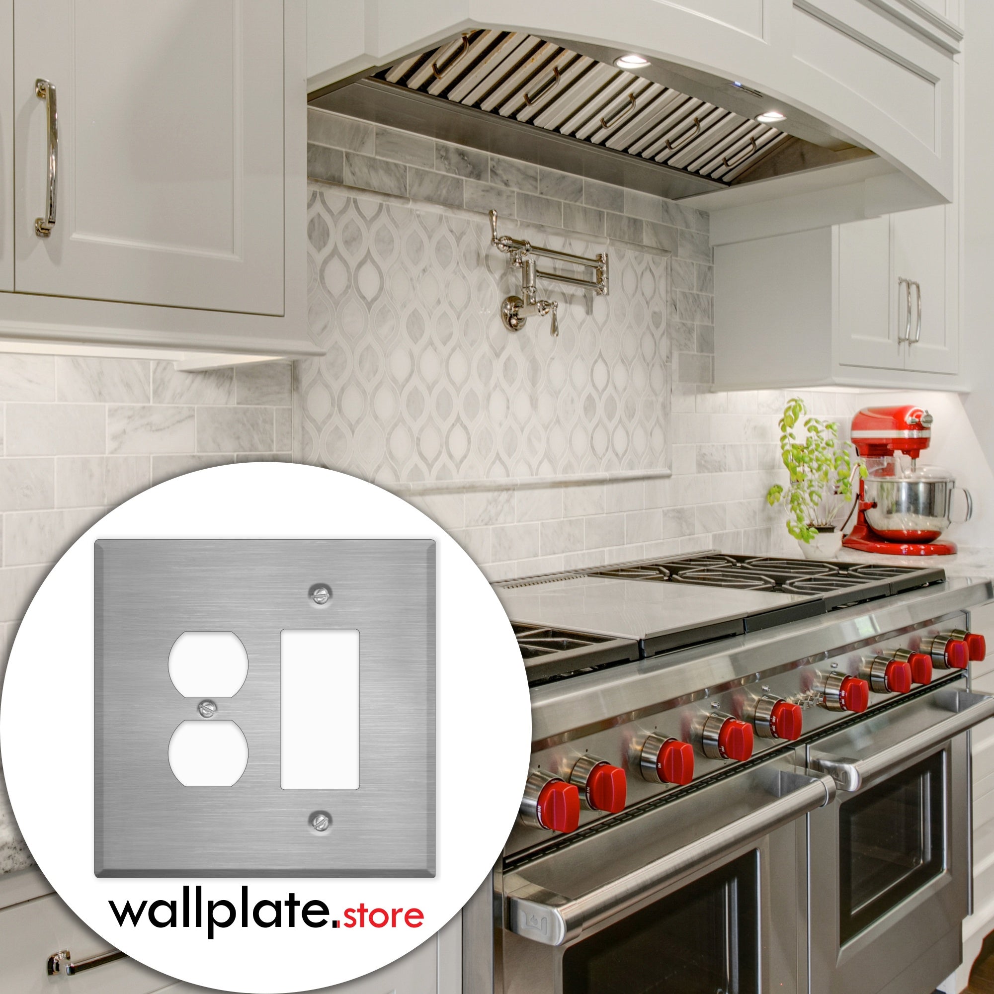 2 Gang Oversized Jumbo Stainless-Steel Duplex / Rocker Switch Plate - Made in USA