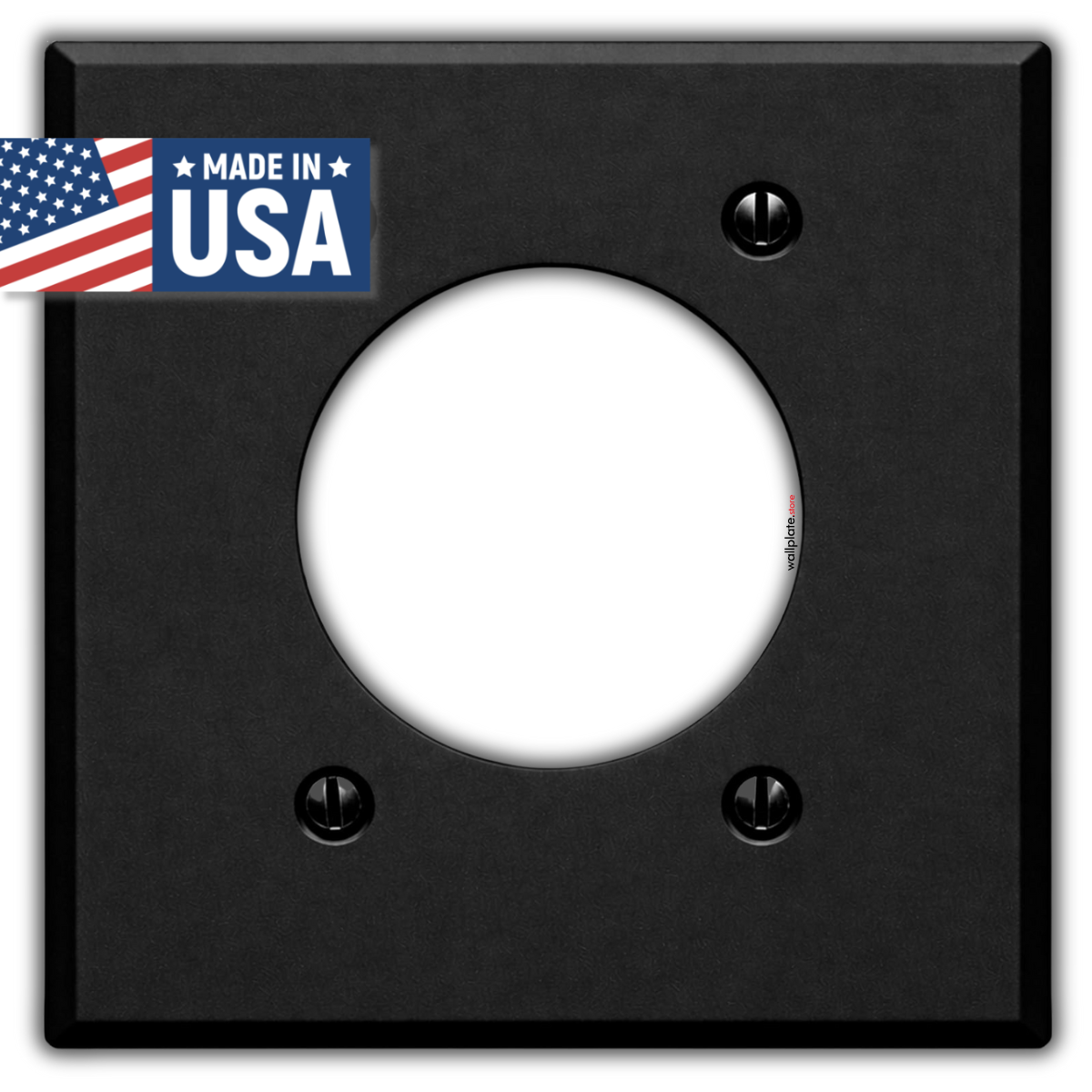 2-Gang Dryer Round Receptacle Opening, Centered Standard Size, Black Painted Metal Wallplate