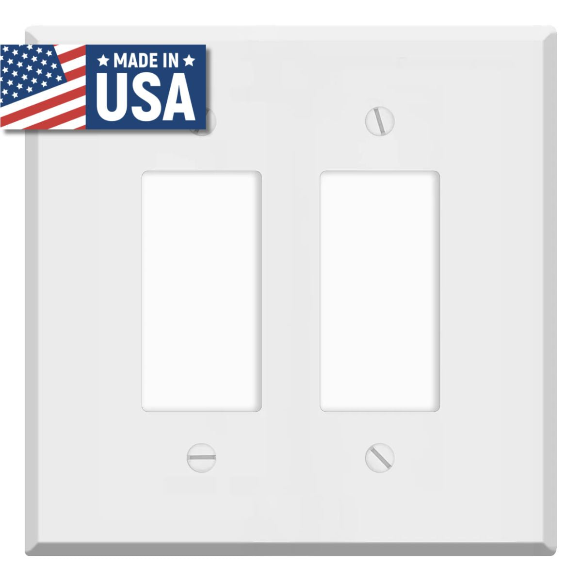 2-Gang Jumbo Oversize Wall Plate Cover – Compatible with Decora® Devices – White Painted Metal – Made in USA