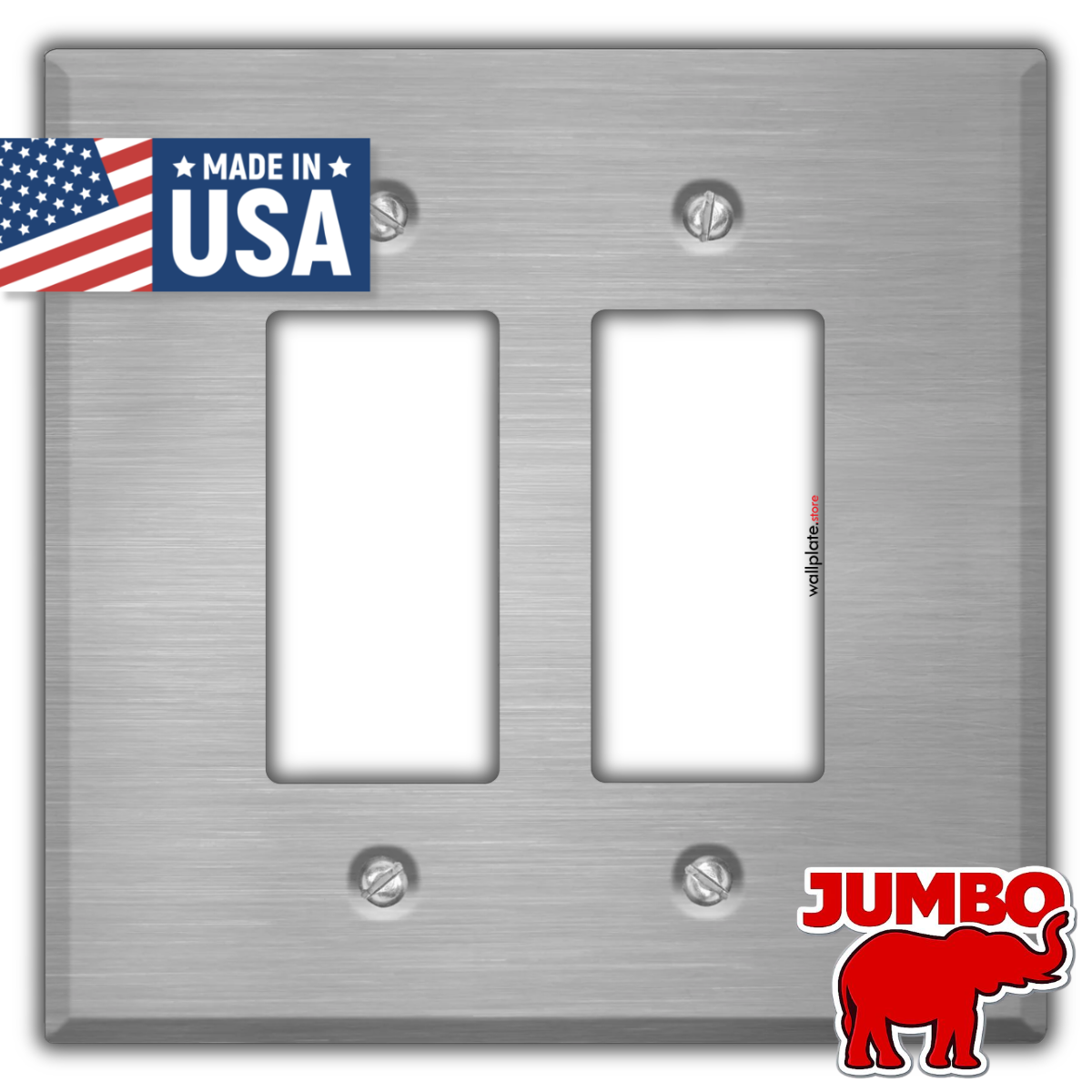 2-Gang Oversized Stainless Steel Rocker Switch Plate – Made in USA