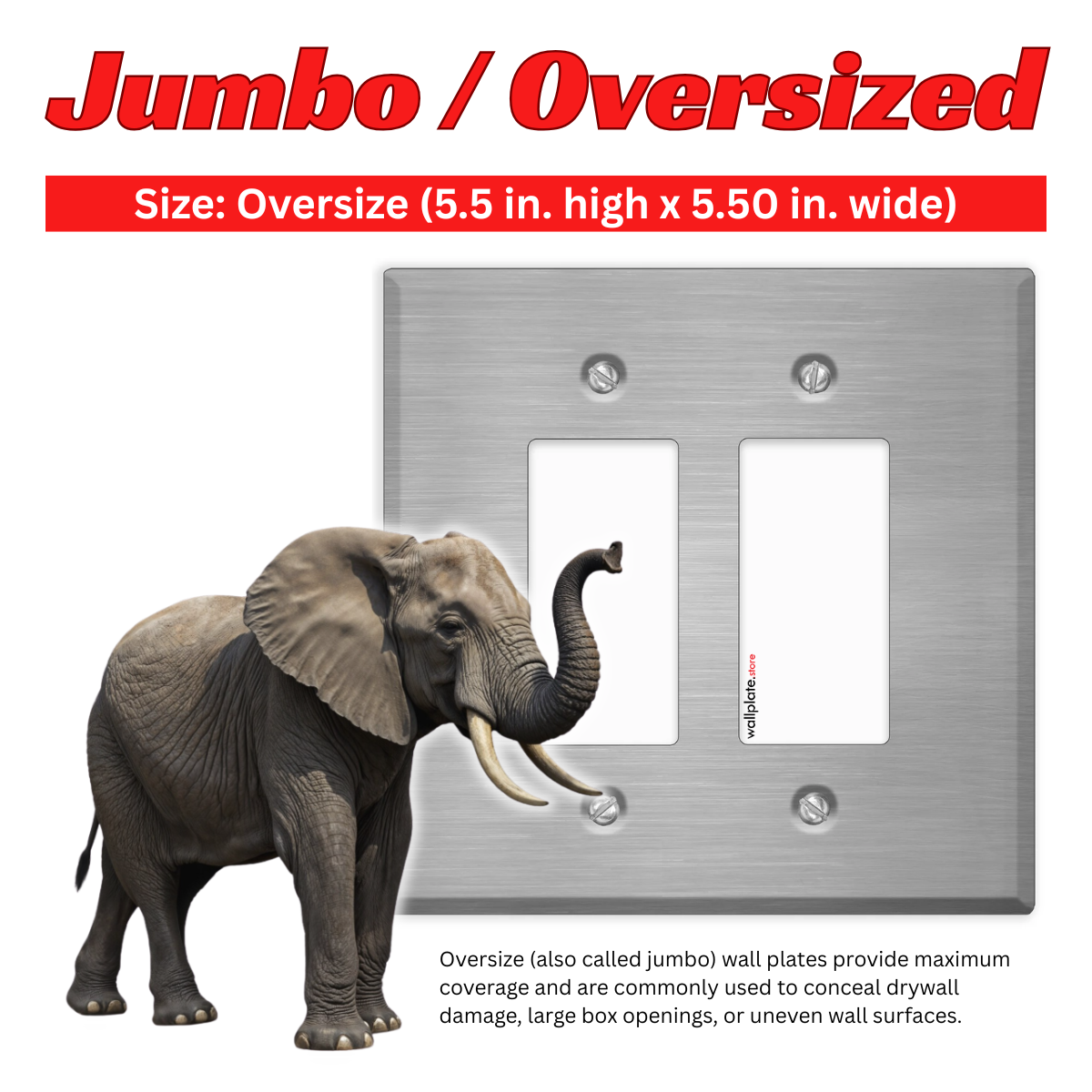 2-Gang Oversized Stainless Steel Rocker Switch Plate – Made in USA