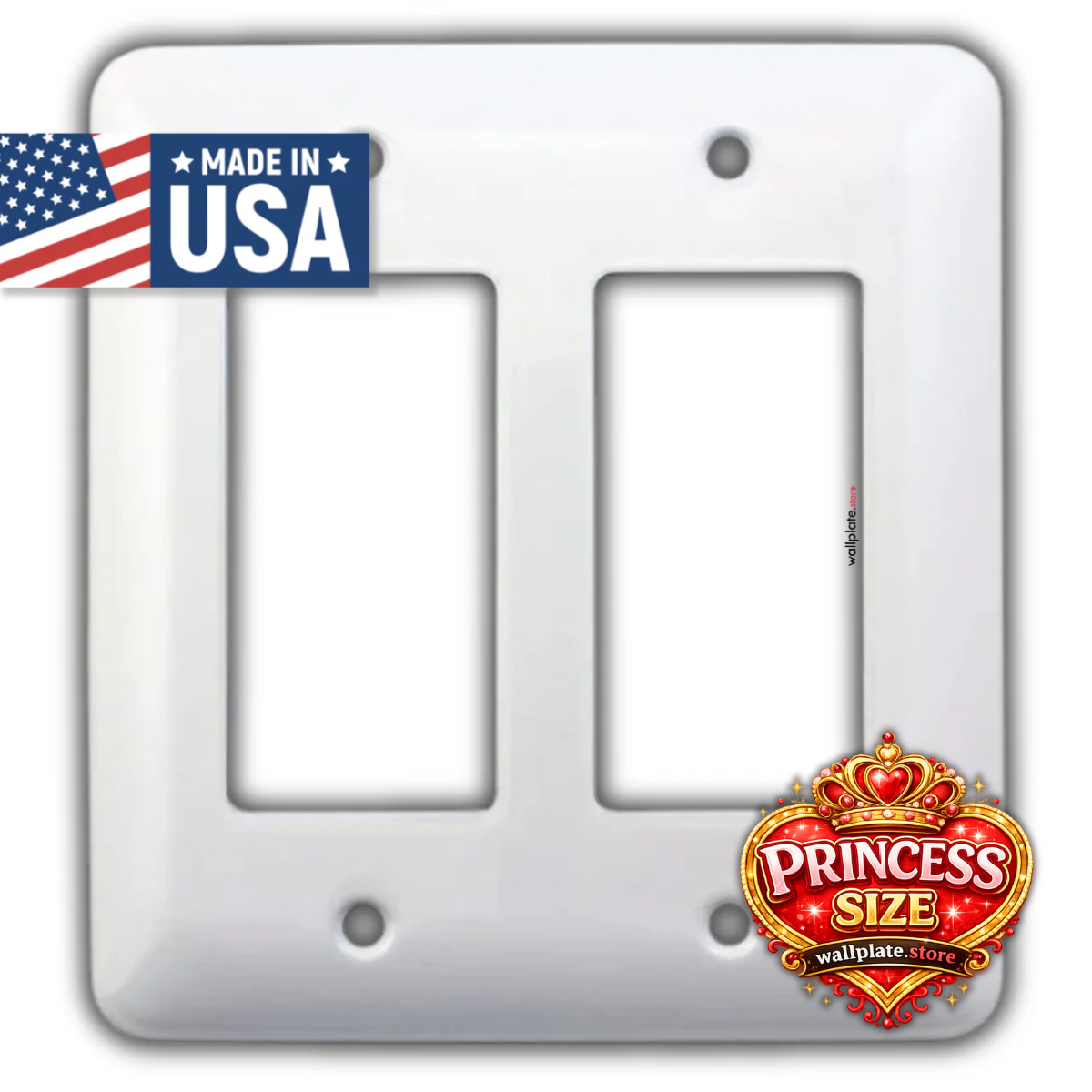2-Gang Princess Size Decora® Rocker/GFCI Switch Wall Plate – Made in USA