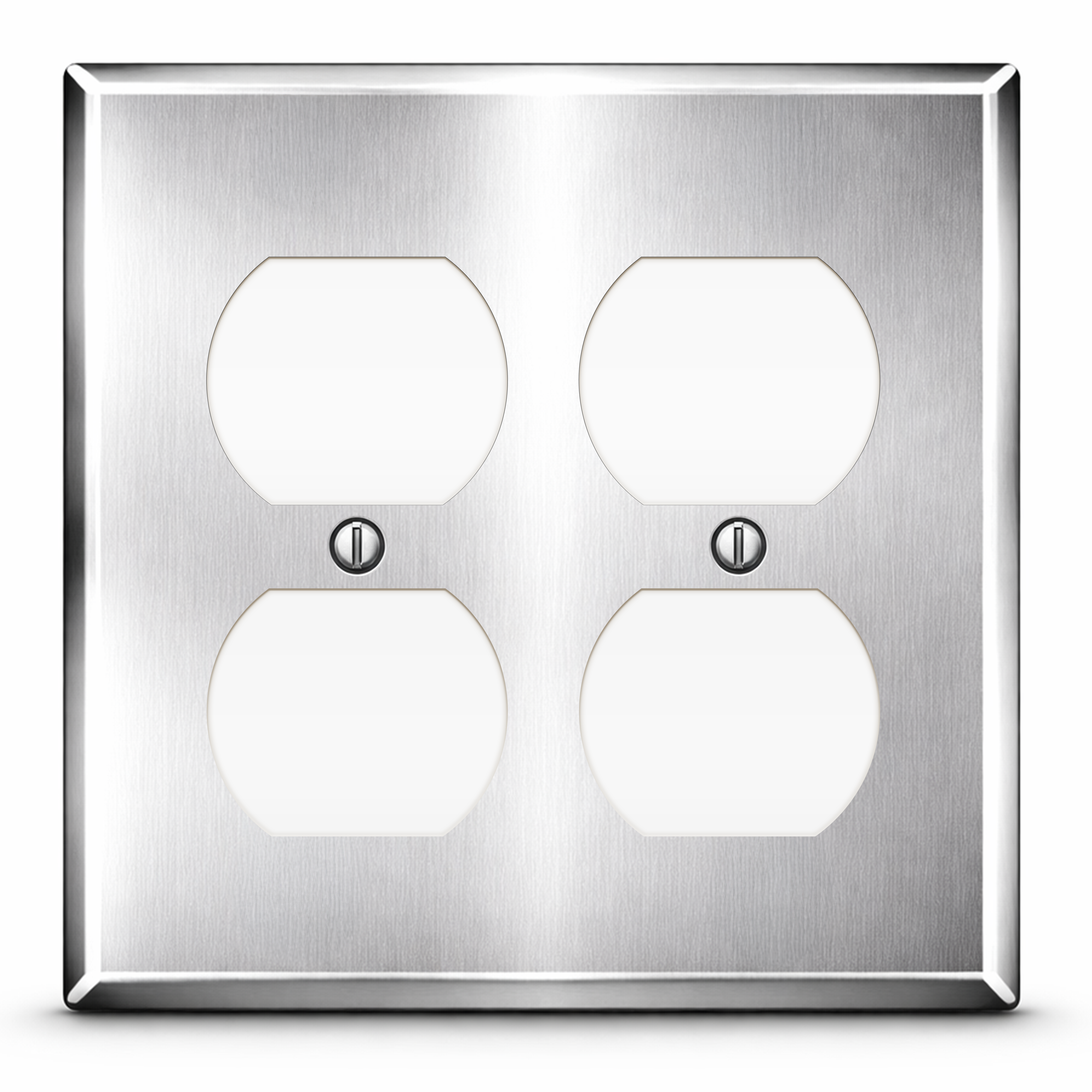 2 Gang Stainless Steel Duplex Receptacle Wallplate Outlet Cover | Made in USA