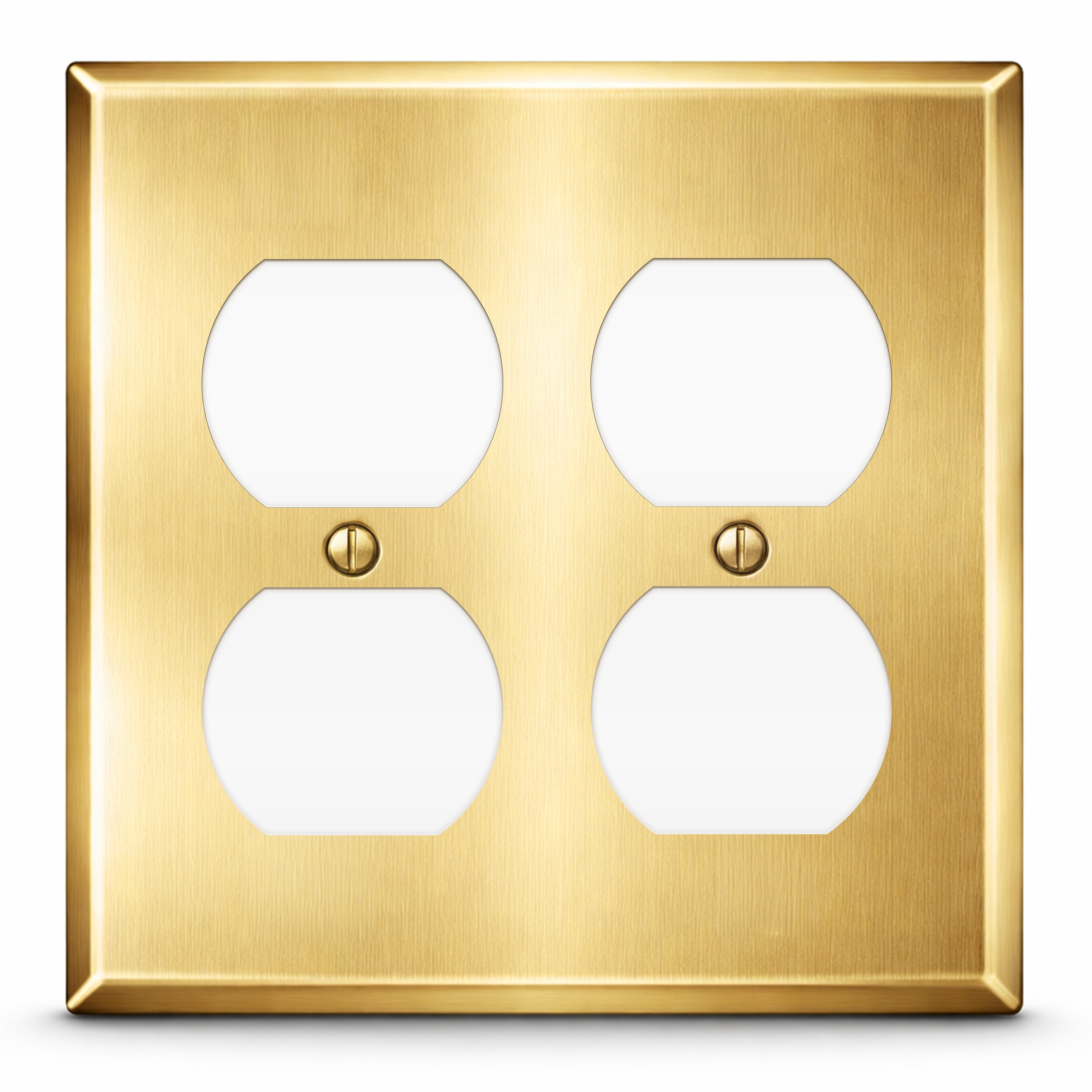 2-Gang Satin Brass Duplex Receptacle Cover