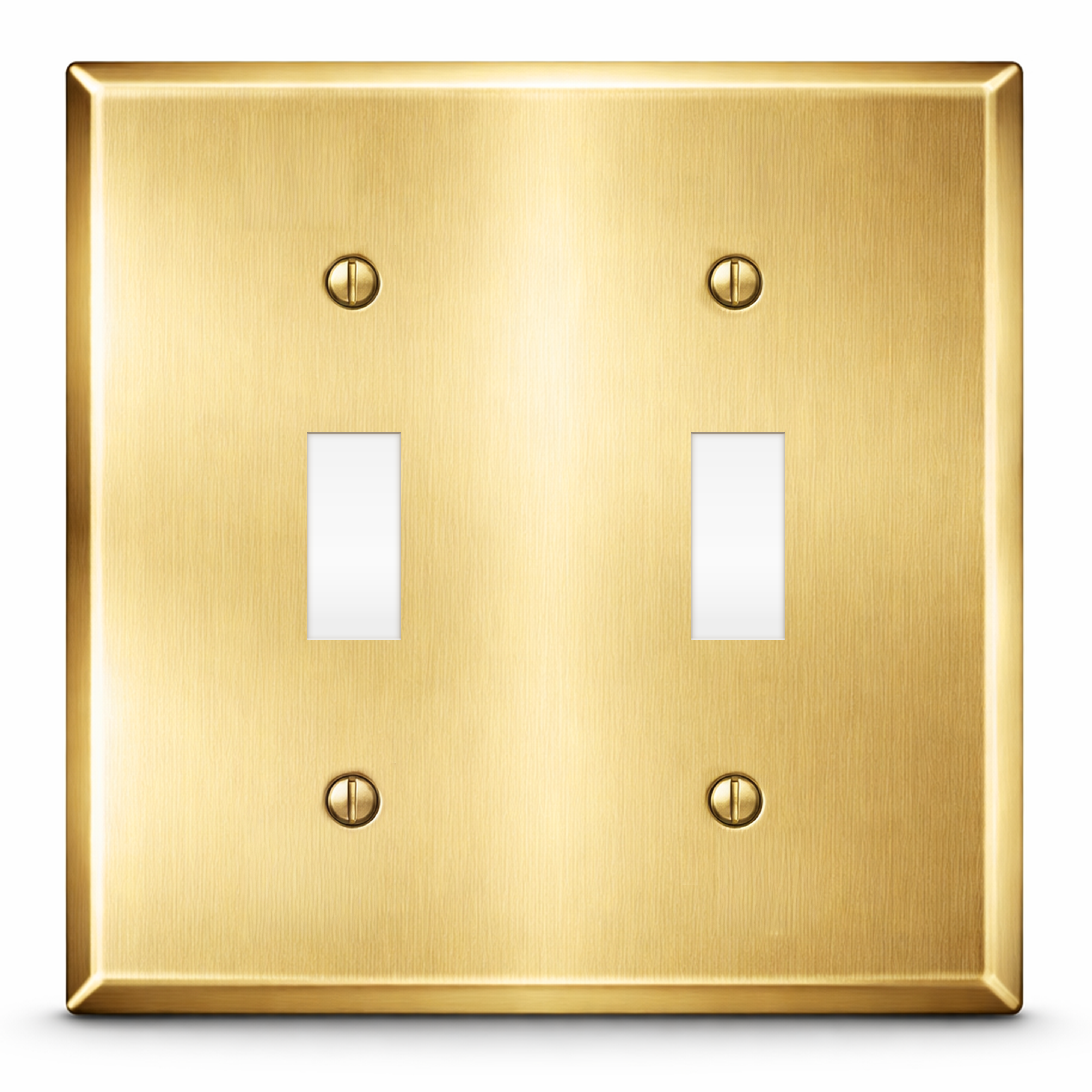 2-Gang Satin Brass Toggle Switch Wall Plate Cover