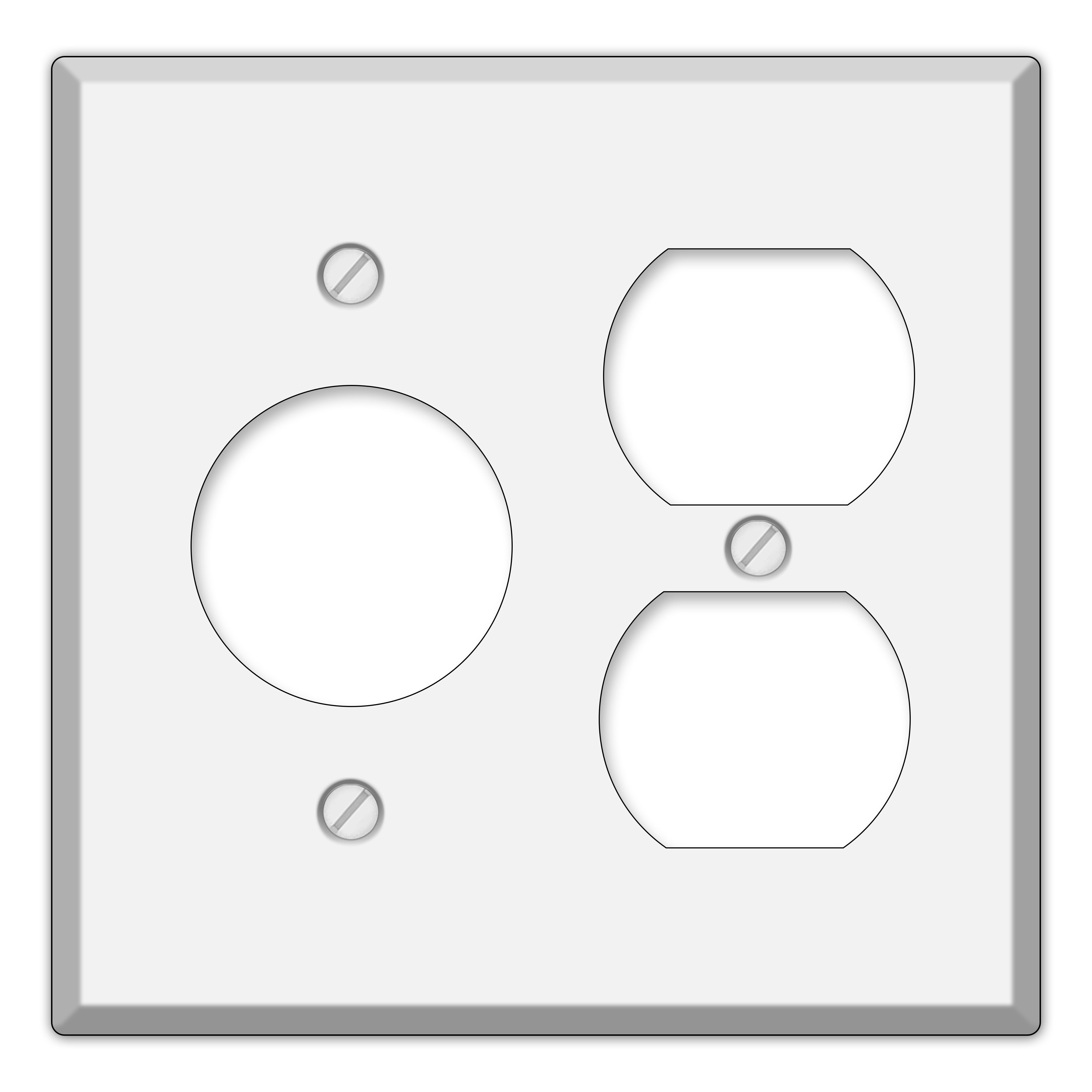 2-Gang White Metal Wallplate With (1) Duplex Receptacle and (1) Single Receptacle Opening (1.405” ID Hole,) Standard Size | Made in USA