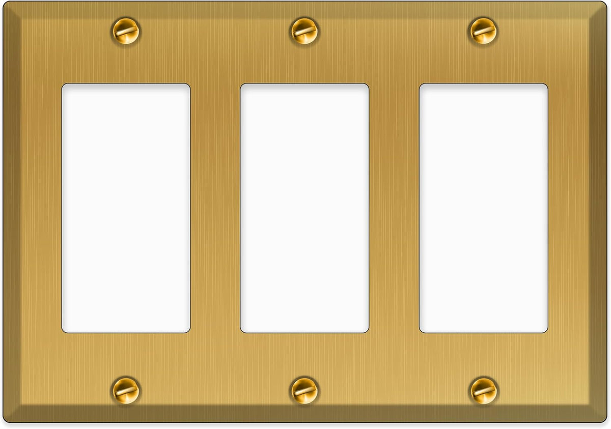 3-gang GFI, Standard Size, Satin Brass Wallplate