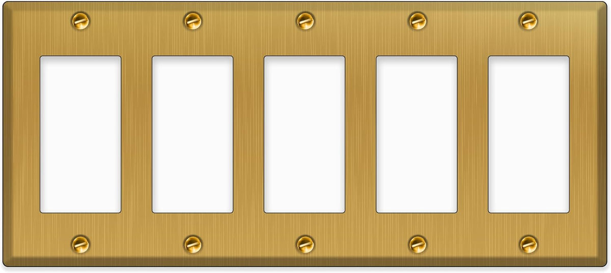 5-gang GFI, standard size, metallic finish wallplate
