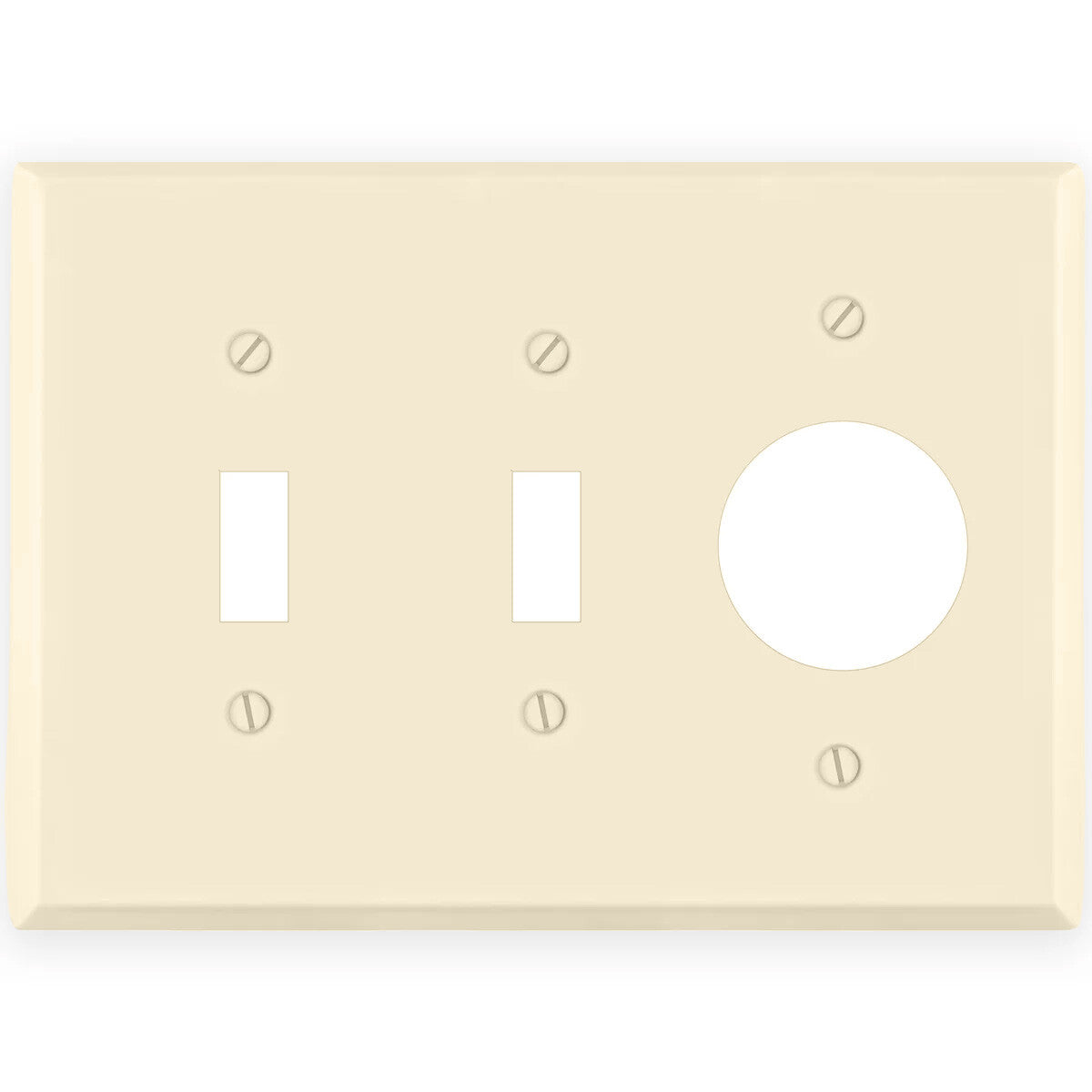 Mulberry 3-Gang with (2) Toggle (1) Single Receptacle Opening (1.405 in. ID), Standard Size, Ivory Semi-Gloss Painted Metal Wall Plate