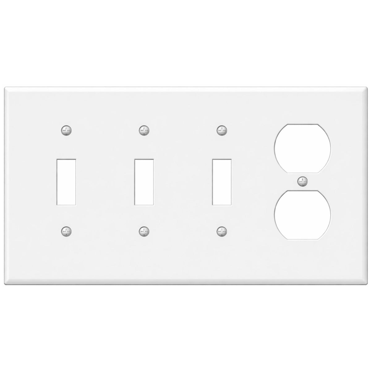 4-Gang with (3) Toggle (1) Duplex, Standard Size, Painted Metal Wall Plate