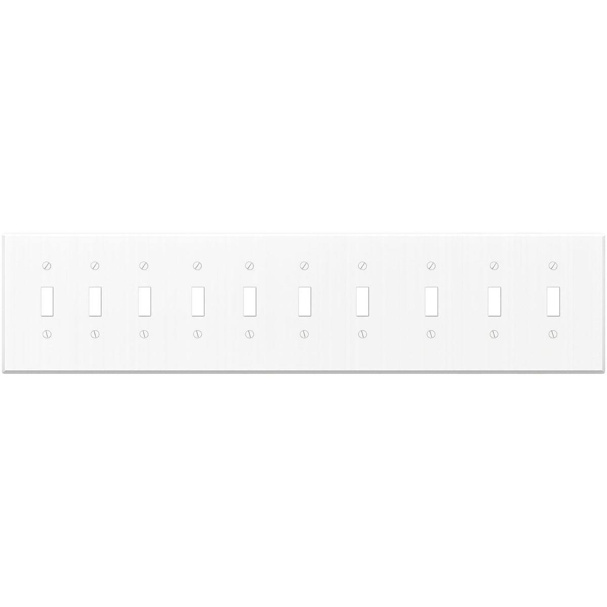 10-Gang Toggle, Standard Size, White Painted Metal Wall Plate