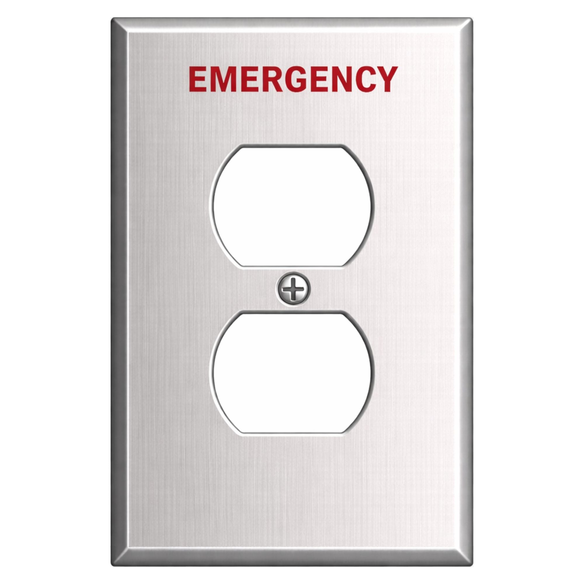 1-Gang Wall Plate, Duplex opening, “Emergency”