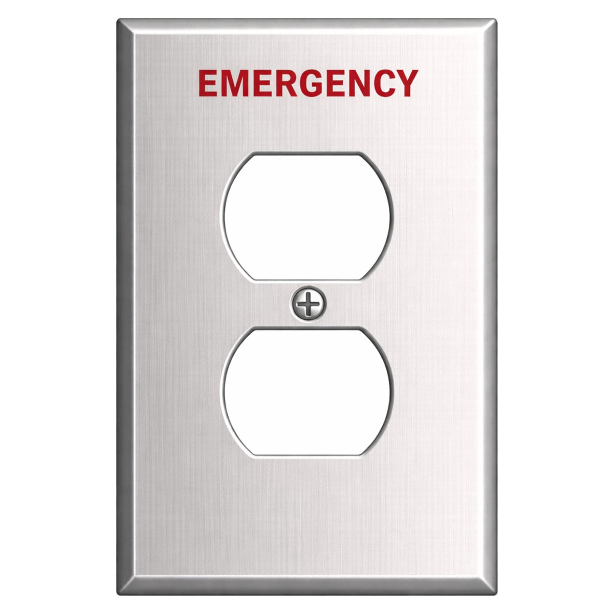 1-Gang Wall Plate, Duplex opening, “Emergency”