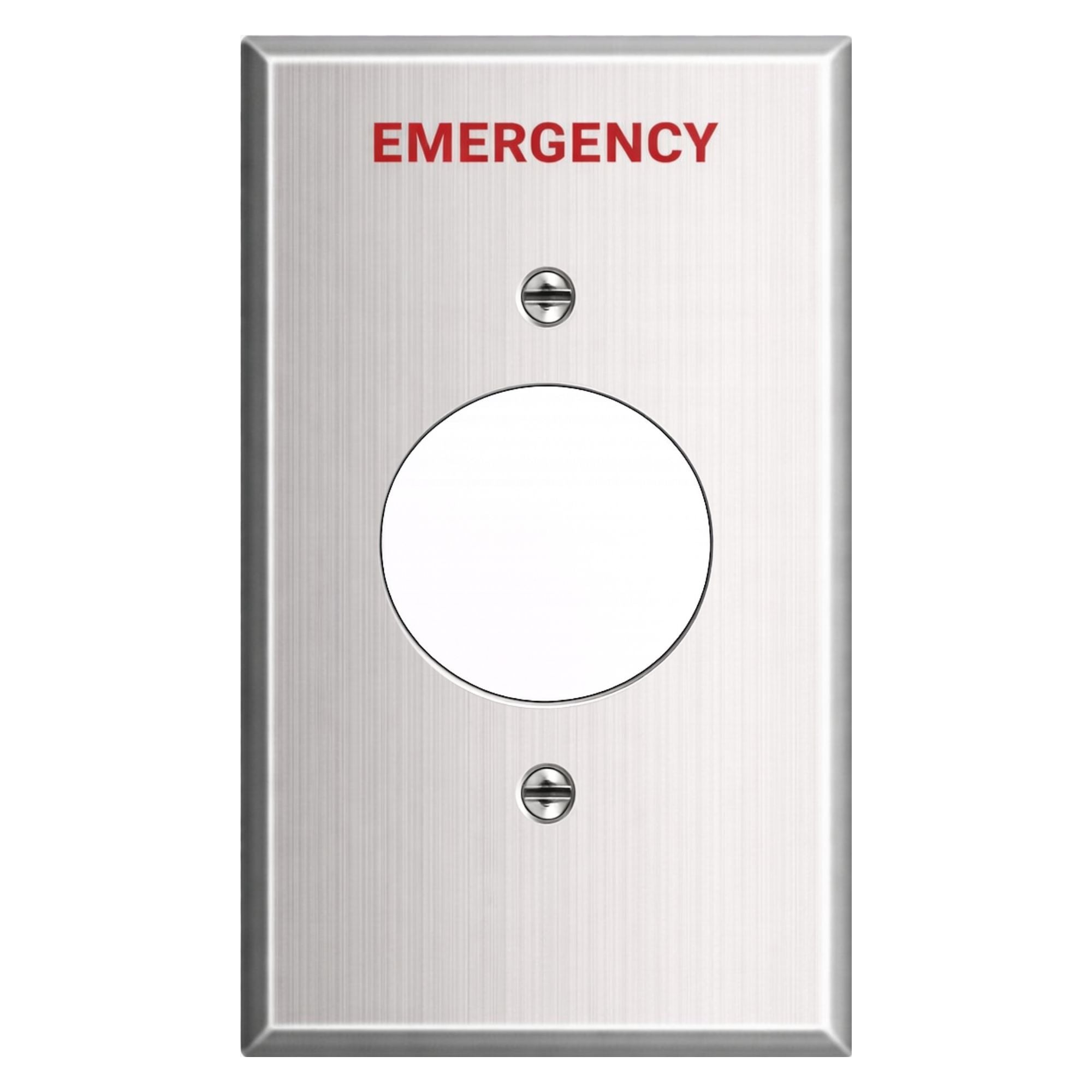 1-Gang Wall Plate, Single receptacle opening, “Emergency”